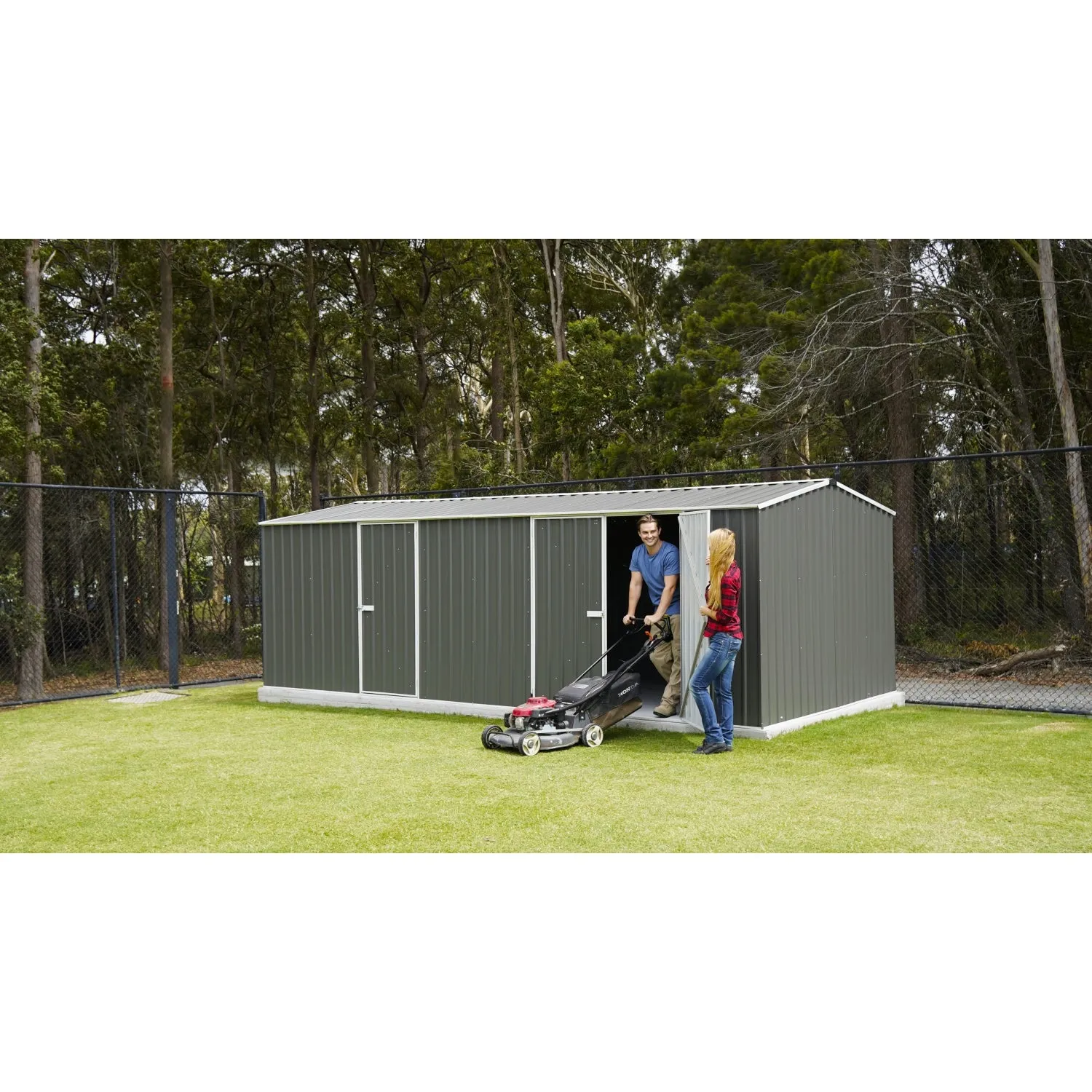 Absco | 20x10x6.6 ft Workshop Metal Shed - Woodland Gray