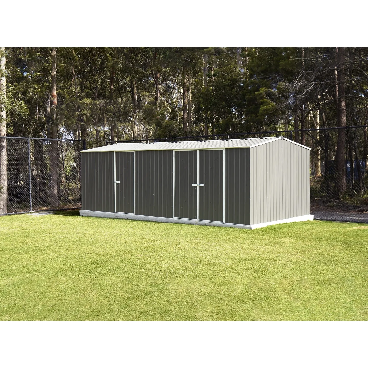 Absco | 20x10x6.6 ft Workshop Metal Shed - Woodland Gray