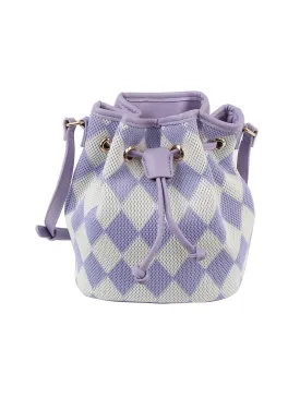 Argyle pattern crossbody bucket bag