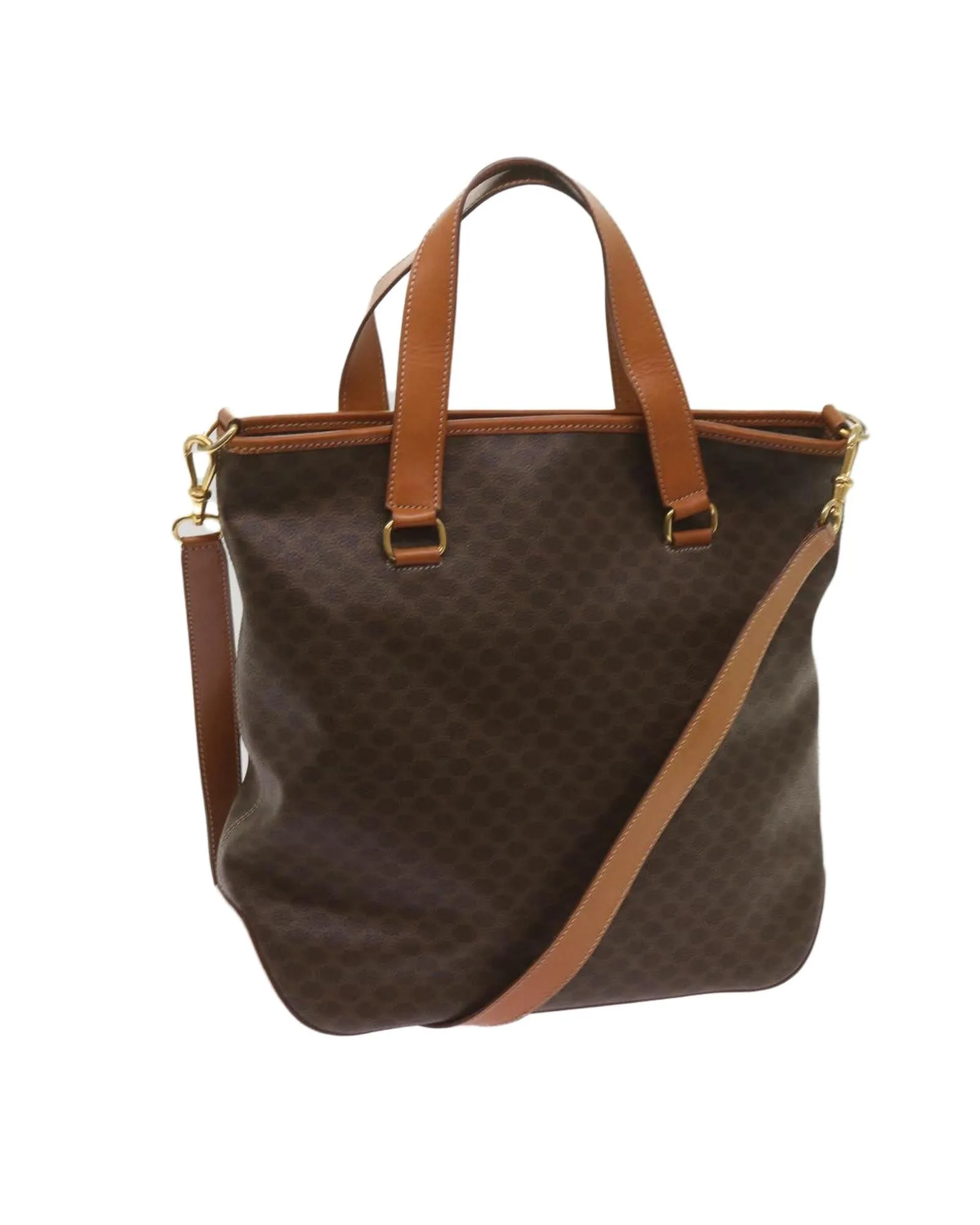 Authentic Macadam Canvas Tote Bag with Leather Trim