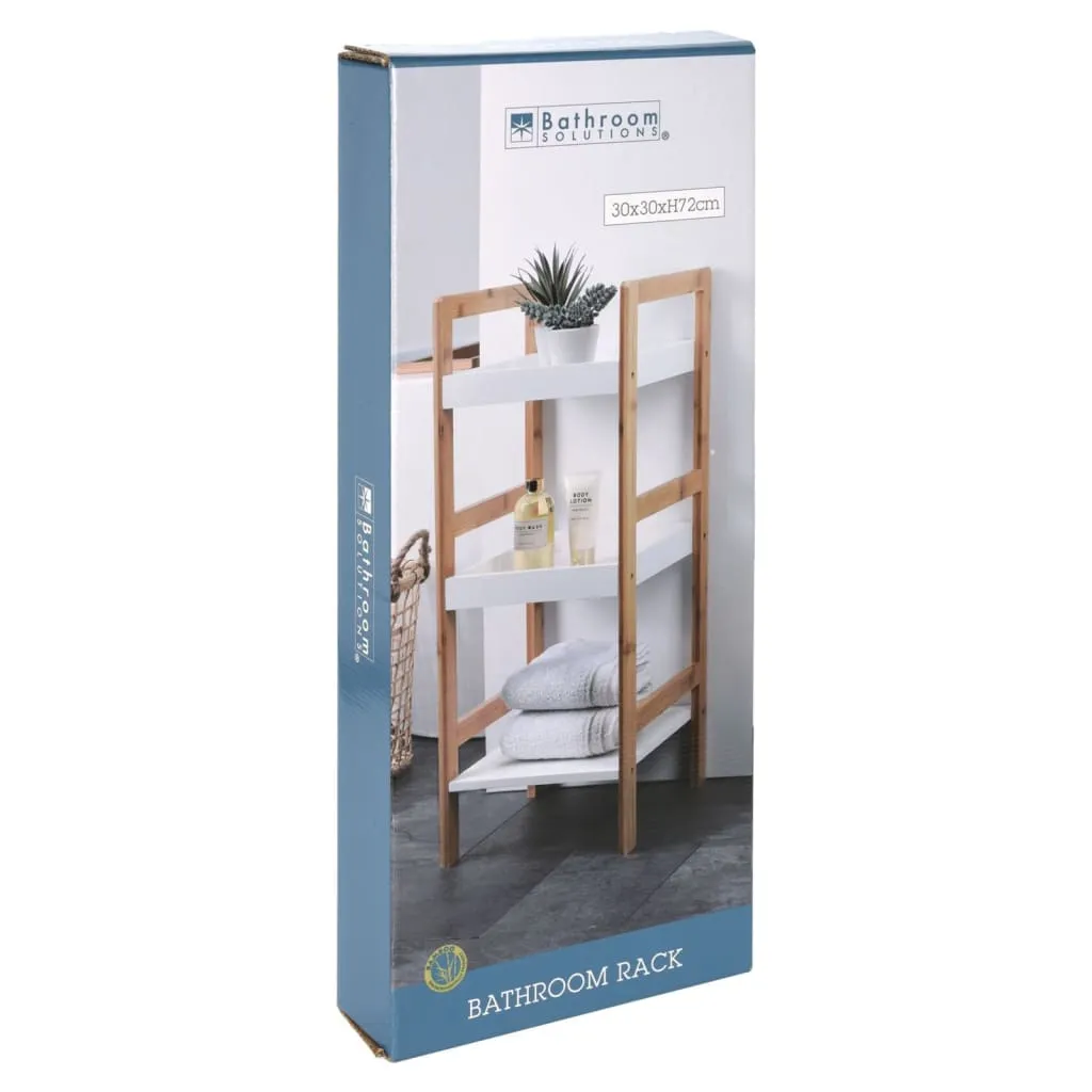 Bathroom Solutions Storage Rack with 3 Shelves MDF and Bamboo