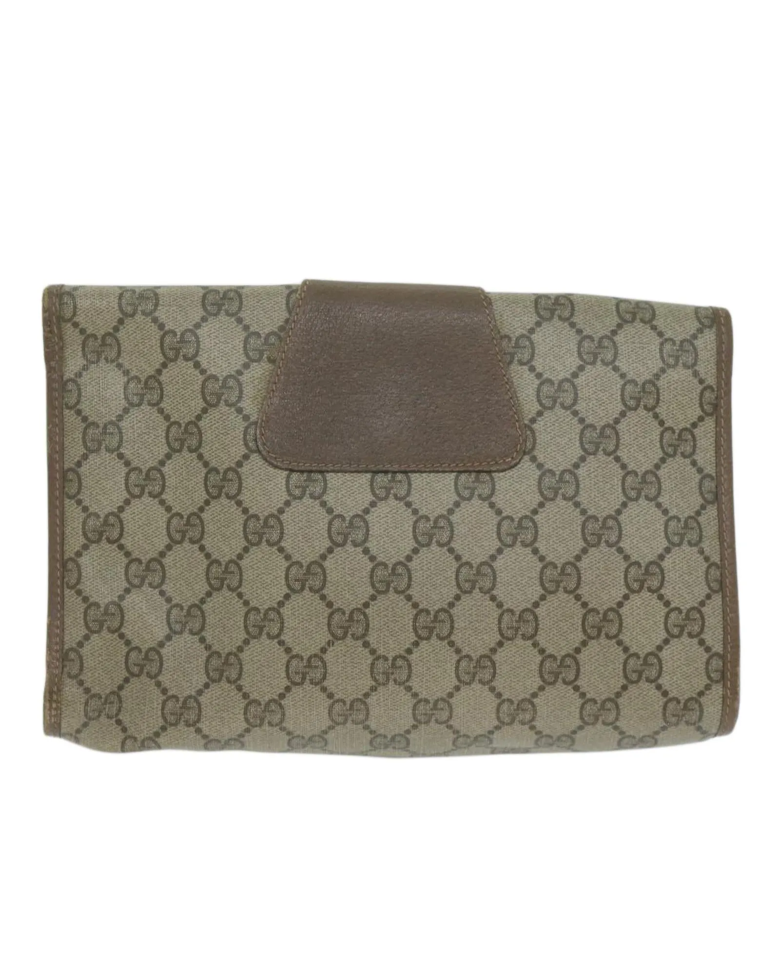 Beige GG Supreme Web Clutch Bag with PVC Leather and GG Canvas