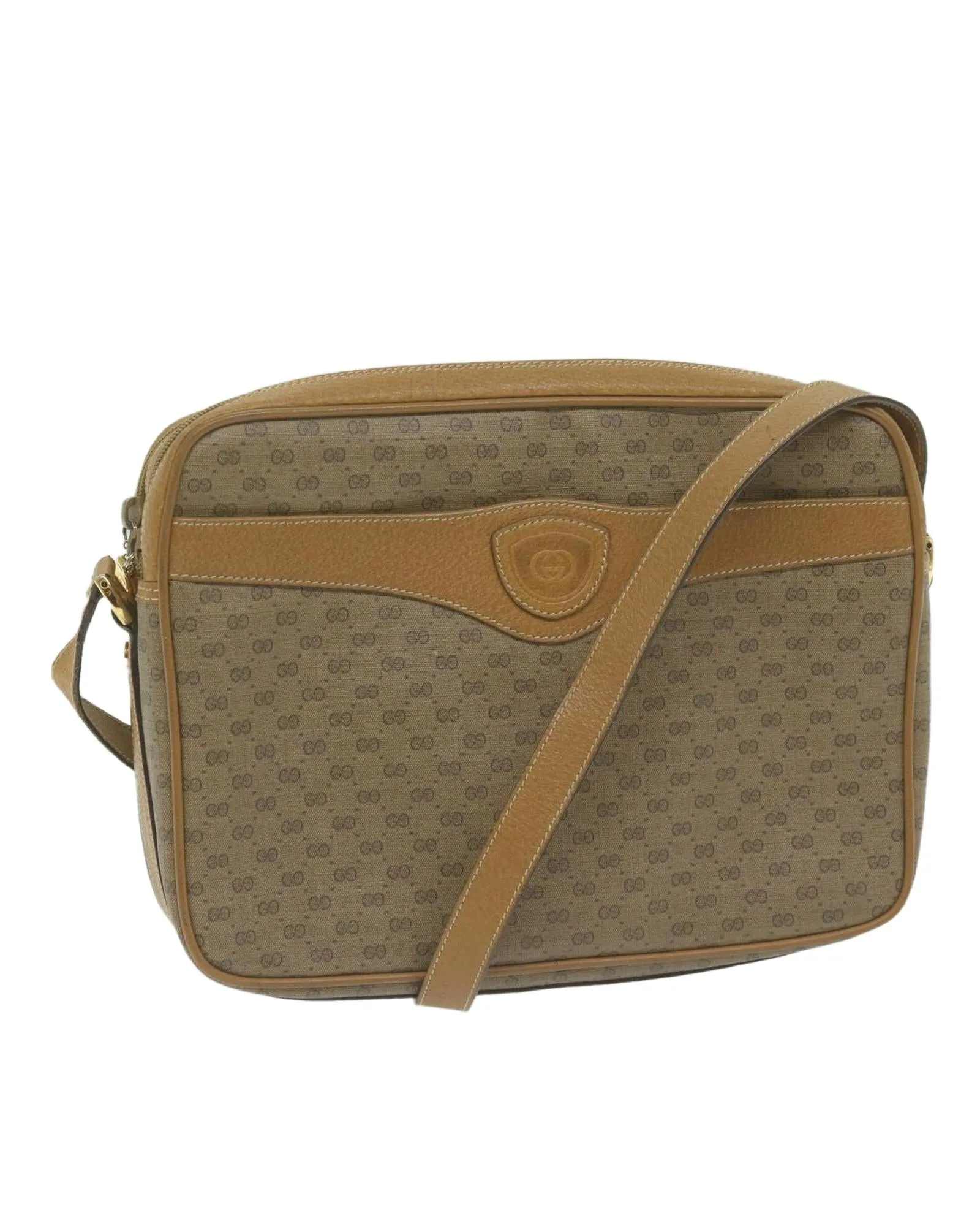 Beige Micro GG Supreme Shoulder Bag with Adjustable Strap