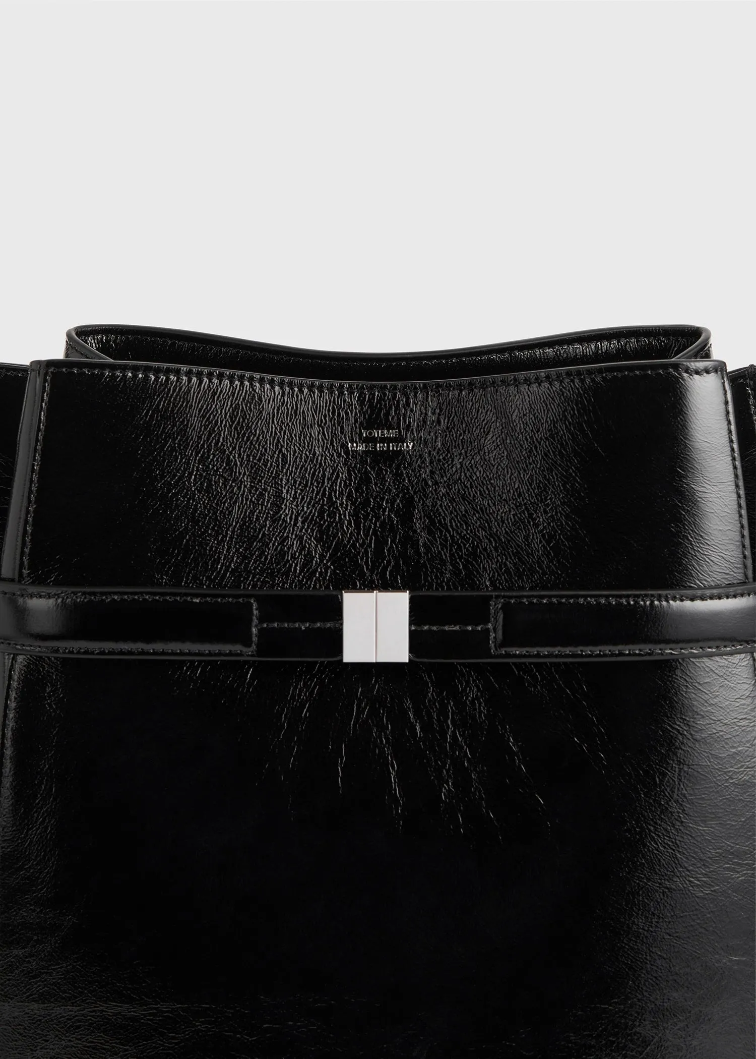 Belted naplack-leather bucket bag black