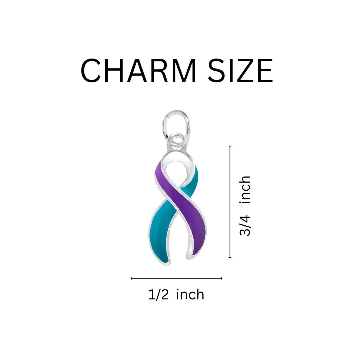 Big Heart Teal & Purple Ribbon Key Chains