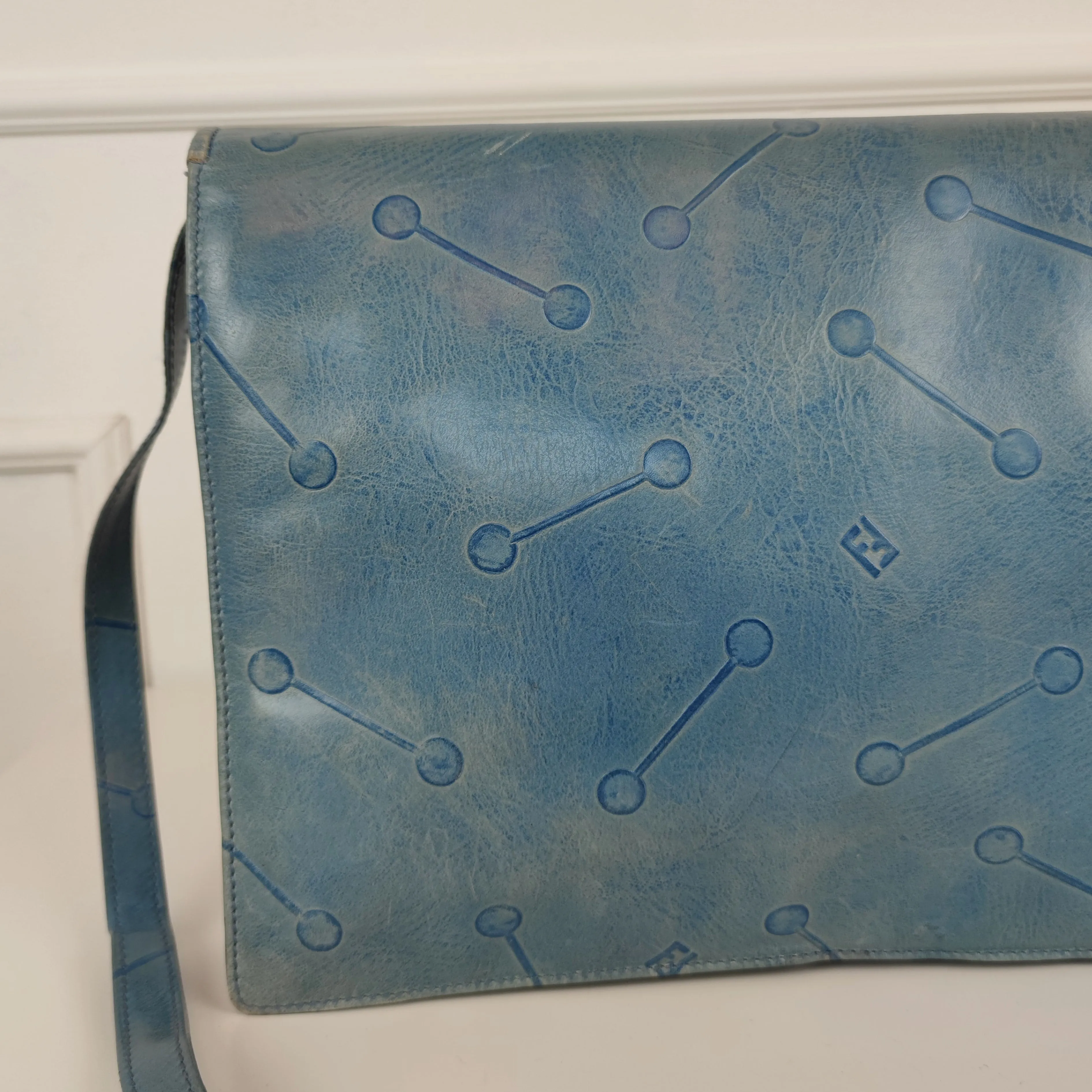 Borsa vintage Fendi pelle azzurra