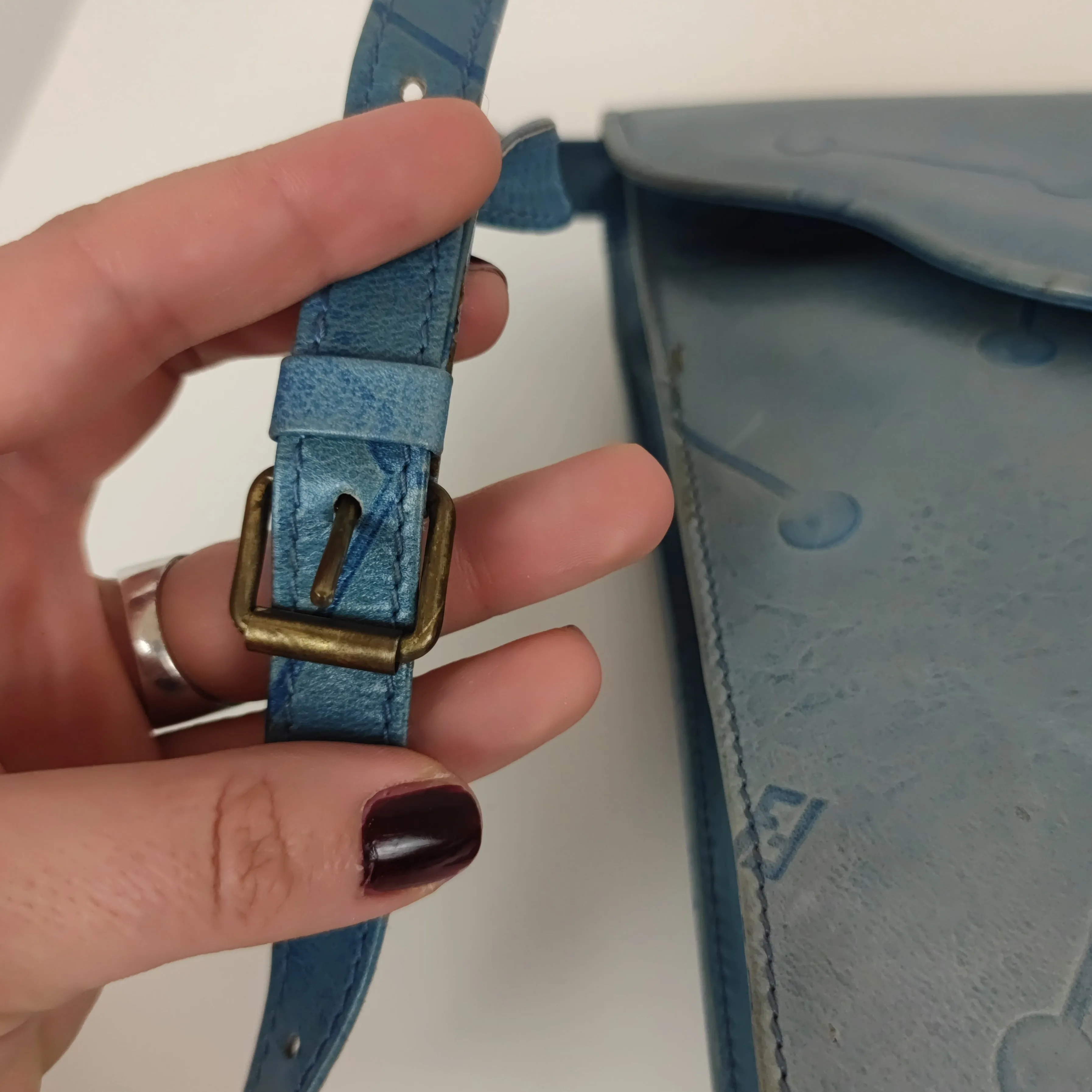 Borsa vintage Fendi pelle azzurra