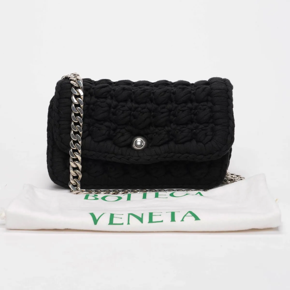 Bottega Veneta Black Crochet Chain Shoulder Bag