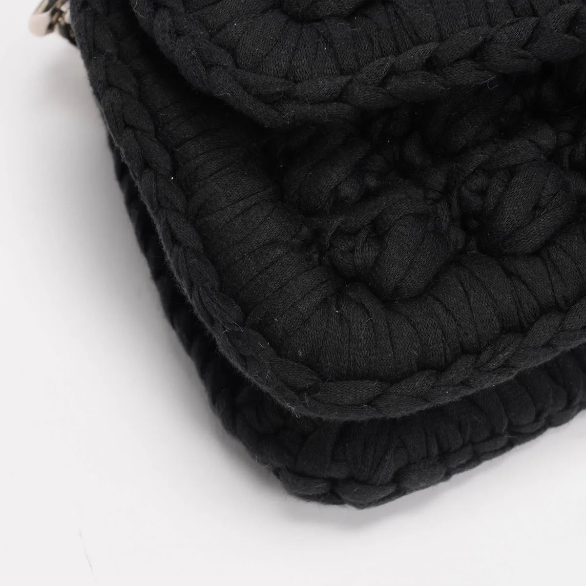 Bottega Veneta Black Crochet Chain Shoulder Bag