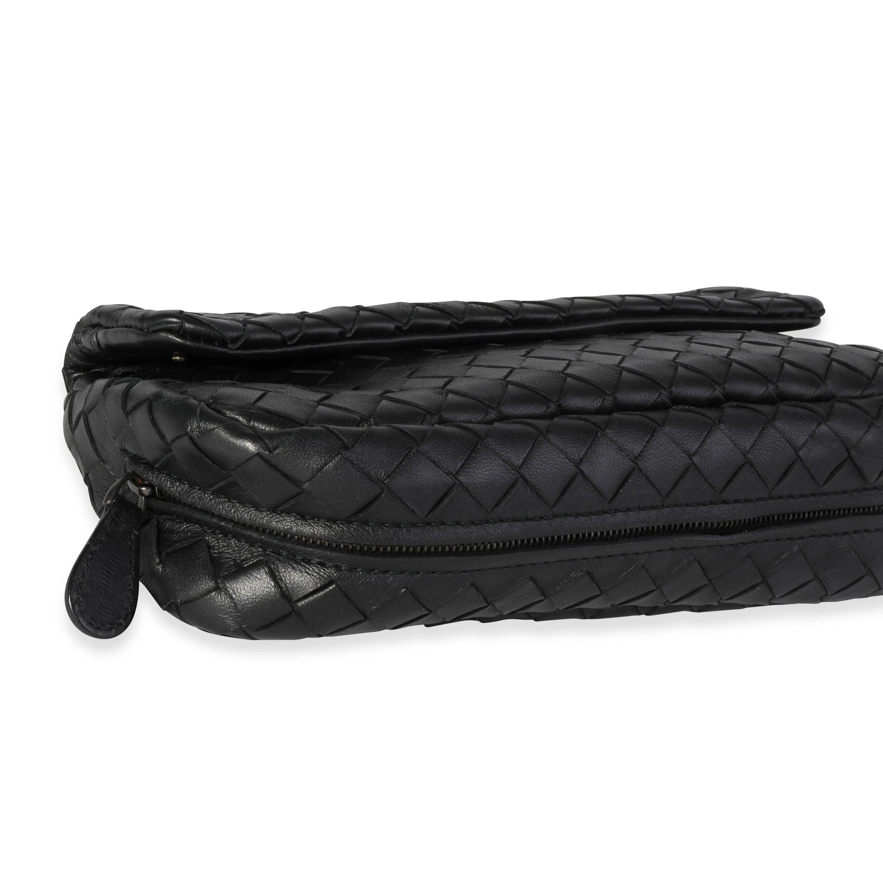 Bottega Veneta Black Intrecciato Leather Crossbody Bag