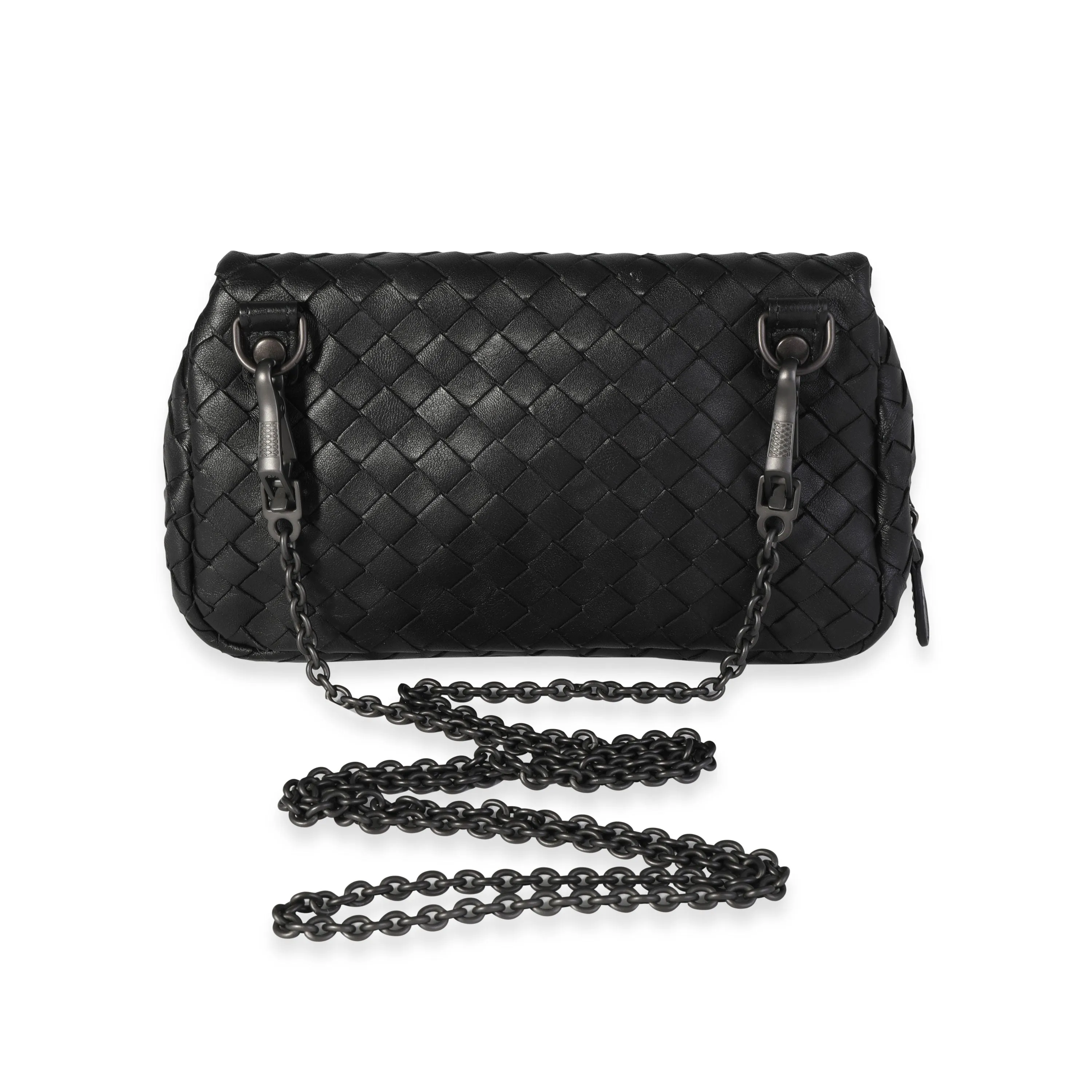 Bottega Veneta Black Intrecciato Leather Crossbody Bag