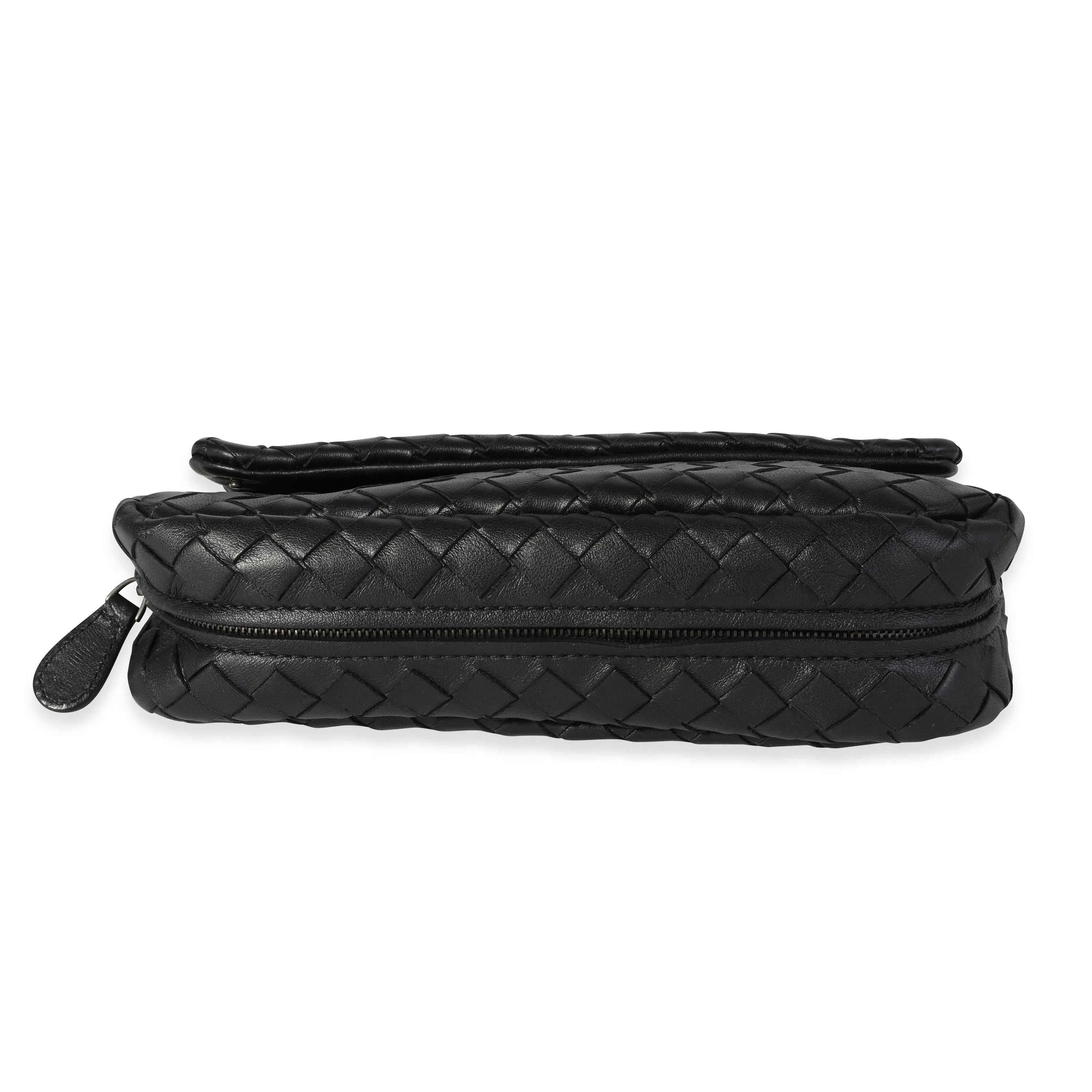 Bottega Veneta Black Intrecciato Leather Crossbody Bag