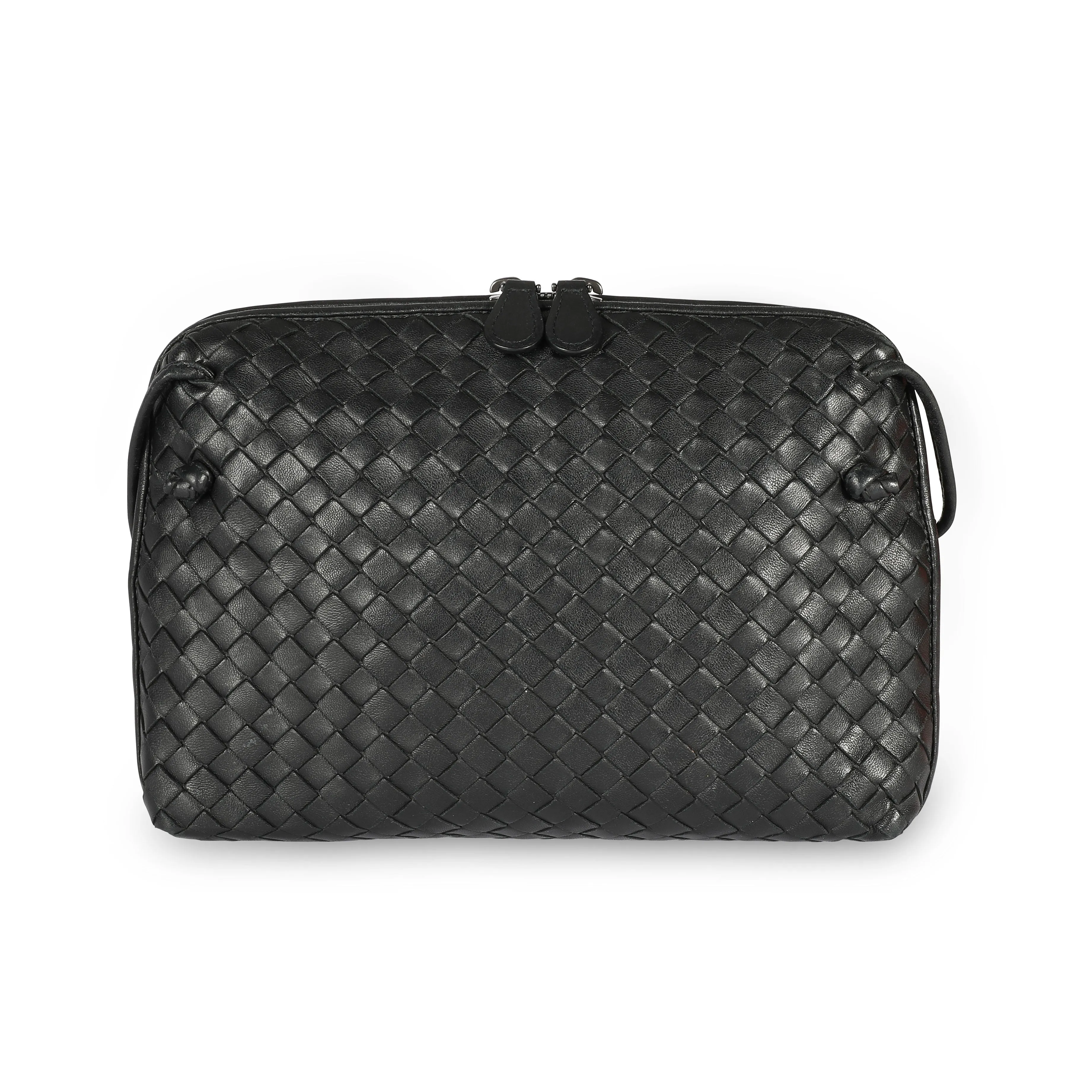 Bottega Veneta Black Intrecciato Leather Small Nodini Crossbody Bag