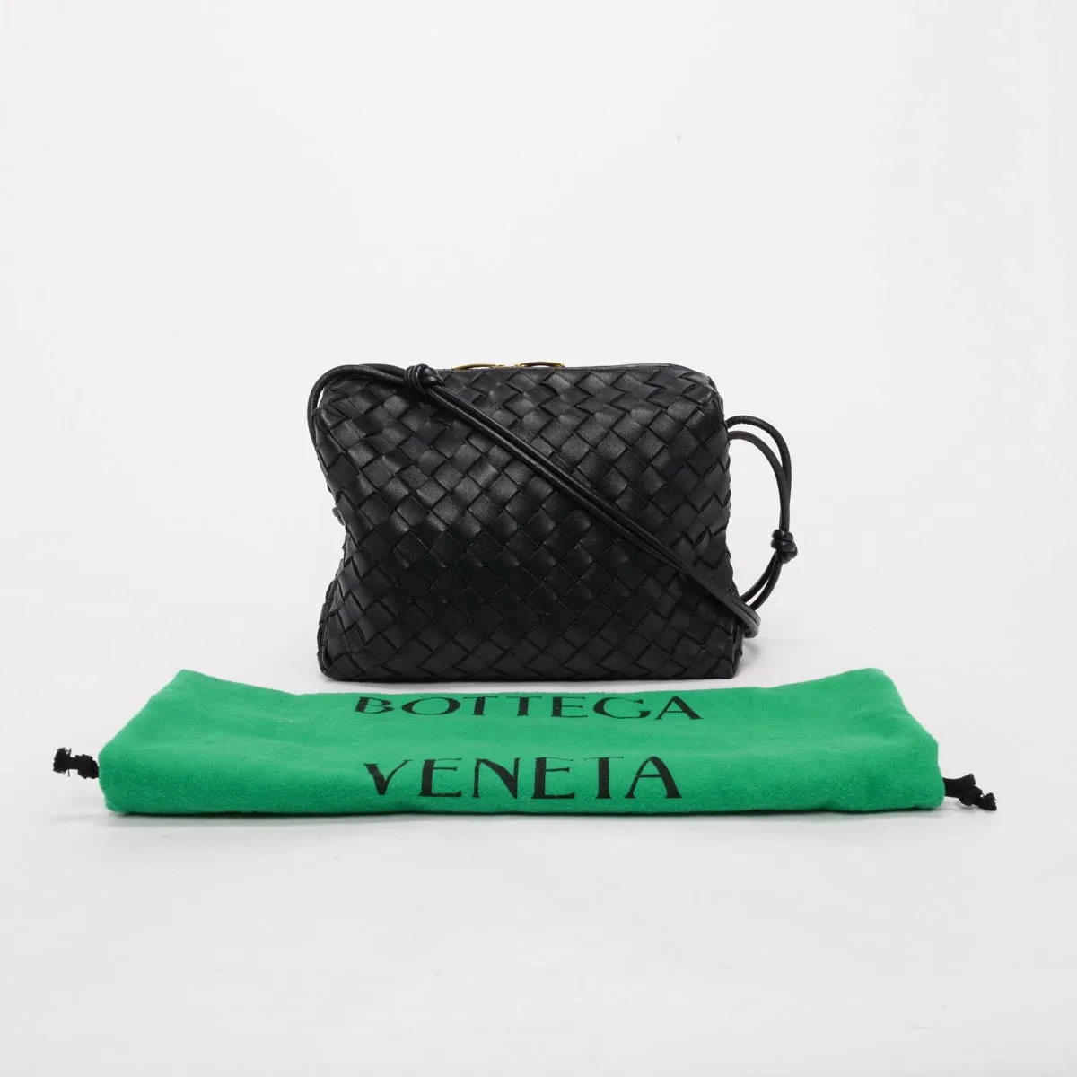 Bottega Veneta Black Intrecciato Medium Loop Camera Bag