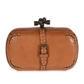 Bottega Veneta Brown Leather Stitched Pocket Knot Clutch