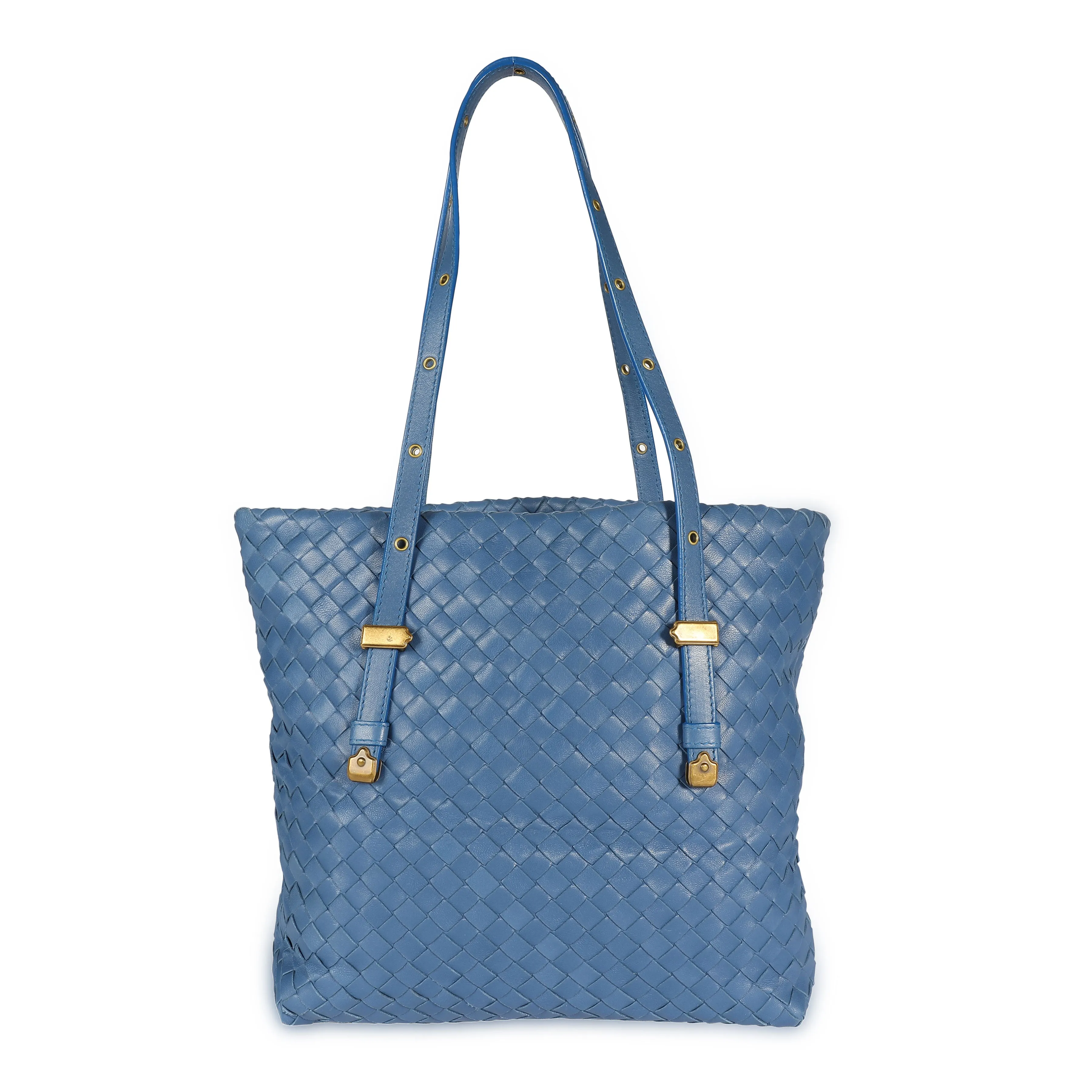 Bottega Veneta Oceano Blue Intrecciato Leather Shopping Tote