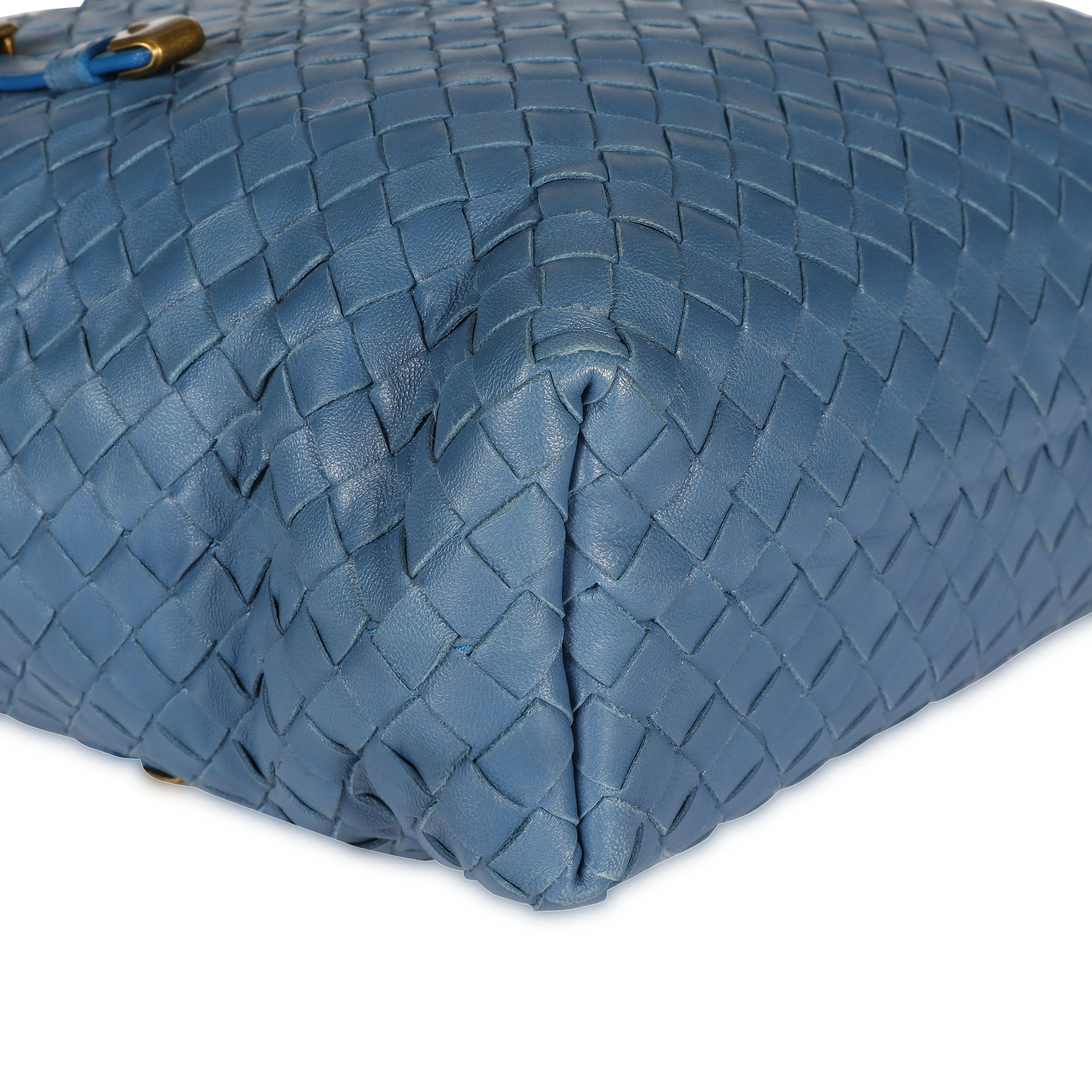 Bottega Veneta Oceano Blue Intrecciato Leather Shopping Tote