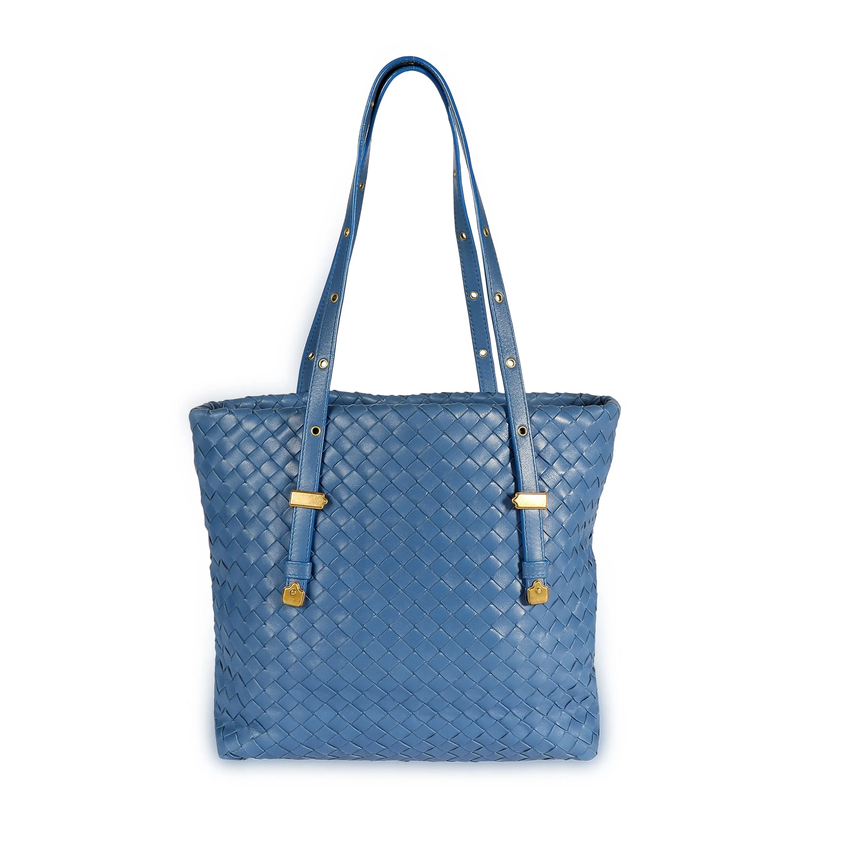 Bottega Veneta Oceano Blue Intrecciato Leather Shopping Tote