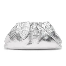 Bottega Veneta Silver Metallic Bark Embossed Calfskin The Pouch