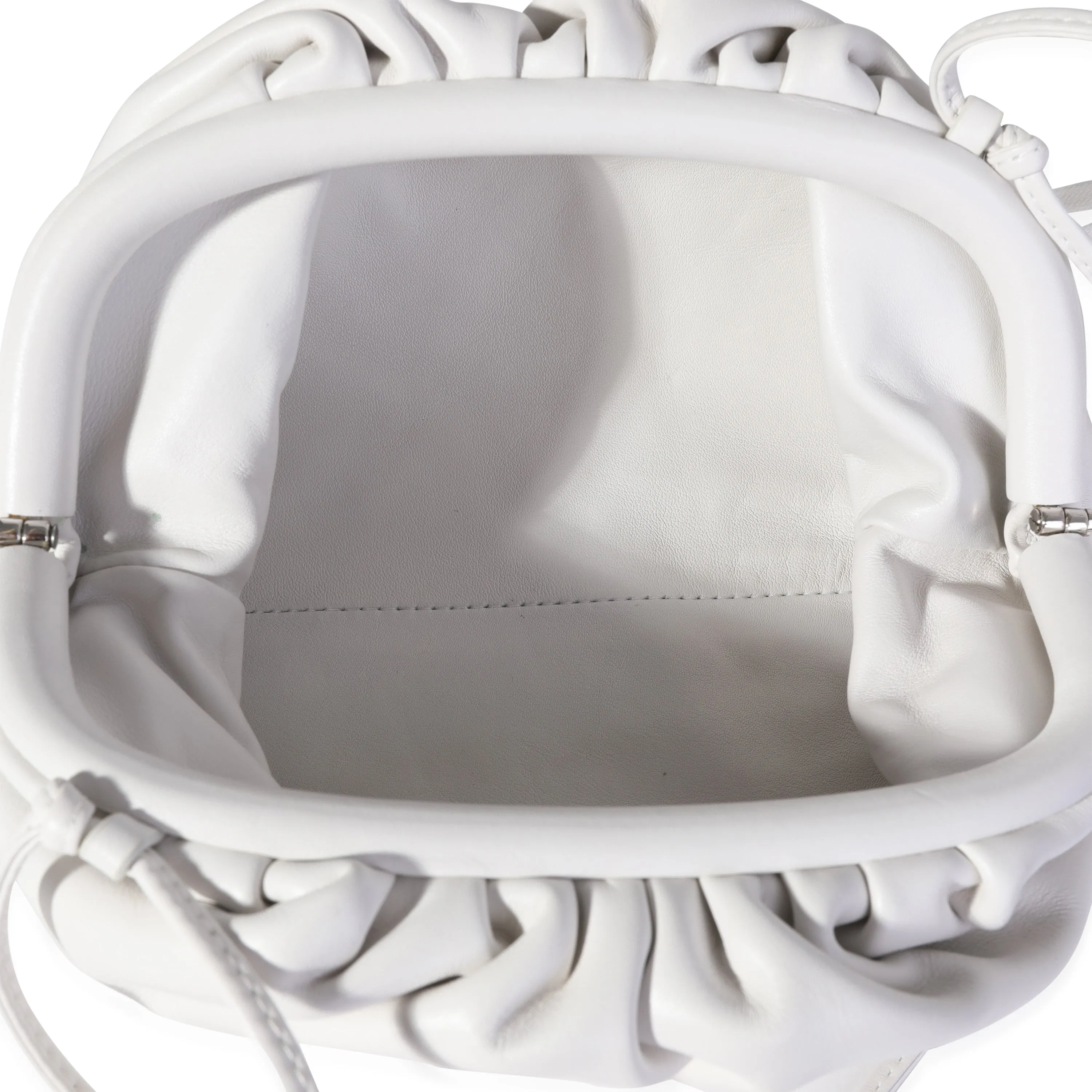 Bottega Veneta White Calfskin Mini Pouch