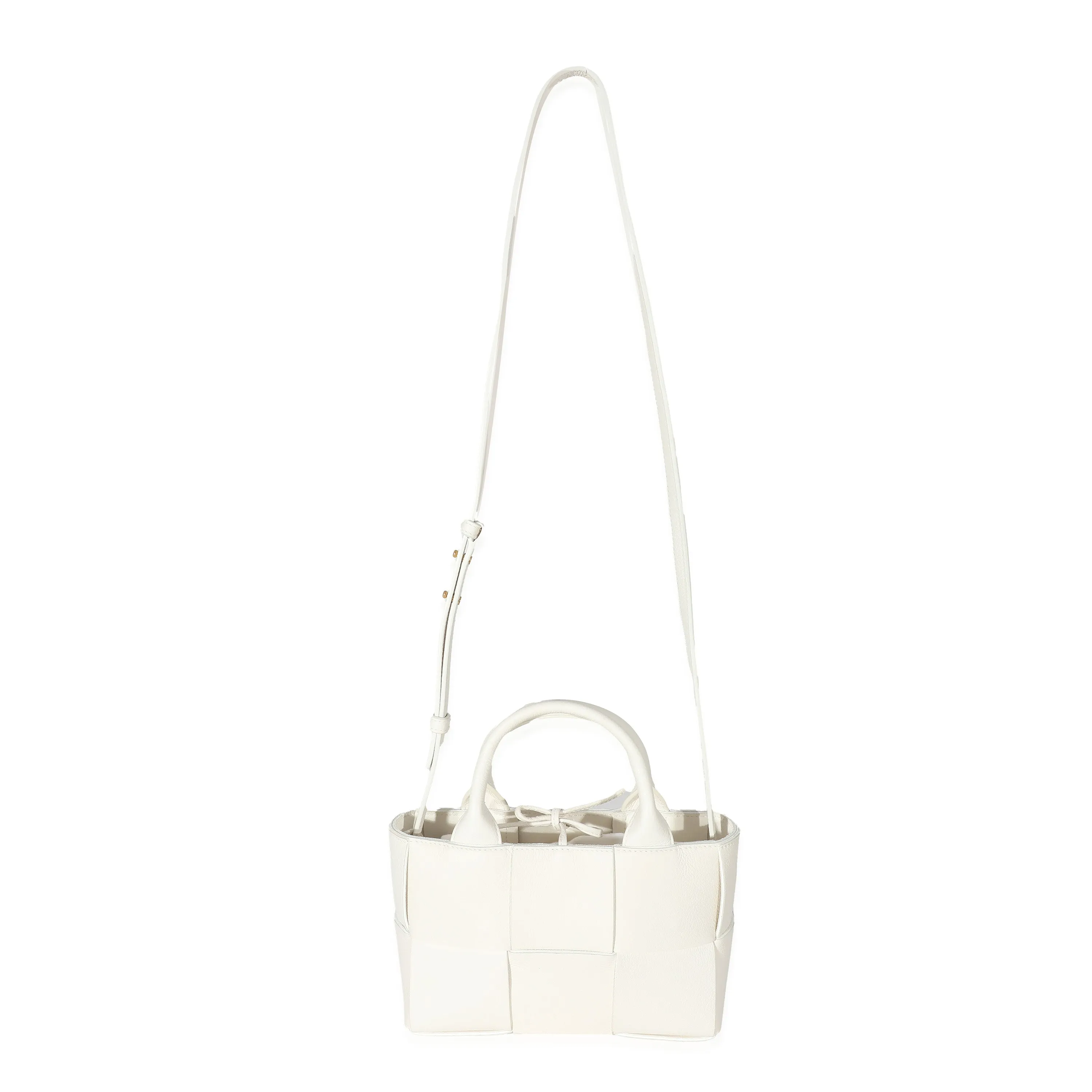 Bottega Veneta White Grained Intrecciato Candy Arco Tote