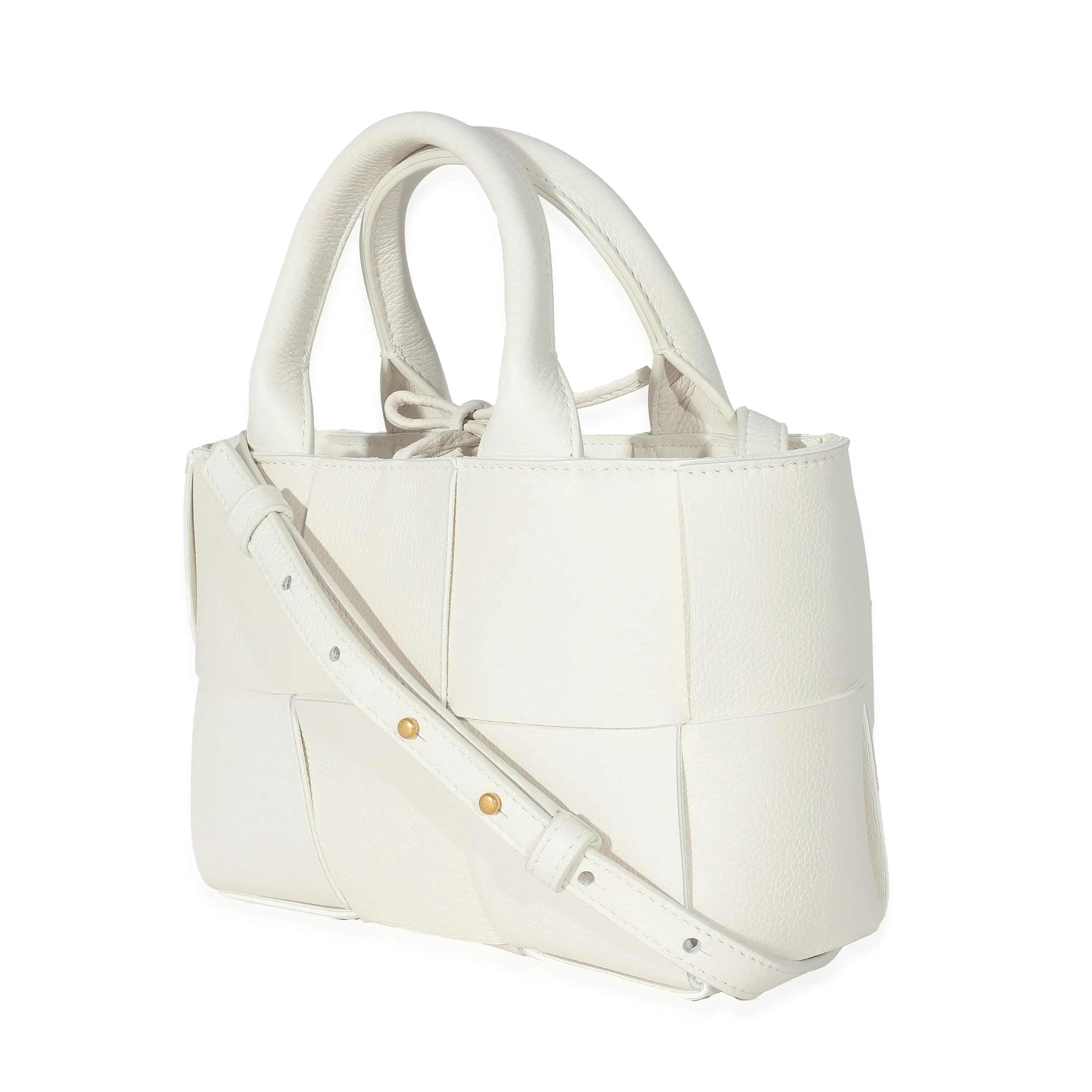 Bottega Veneta White Grained Intrecciato Candy Arco Tote