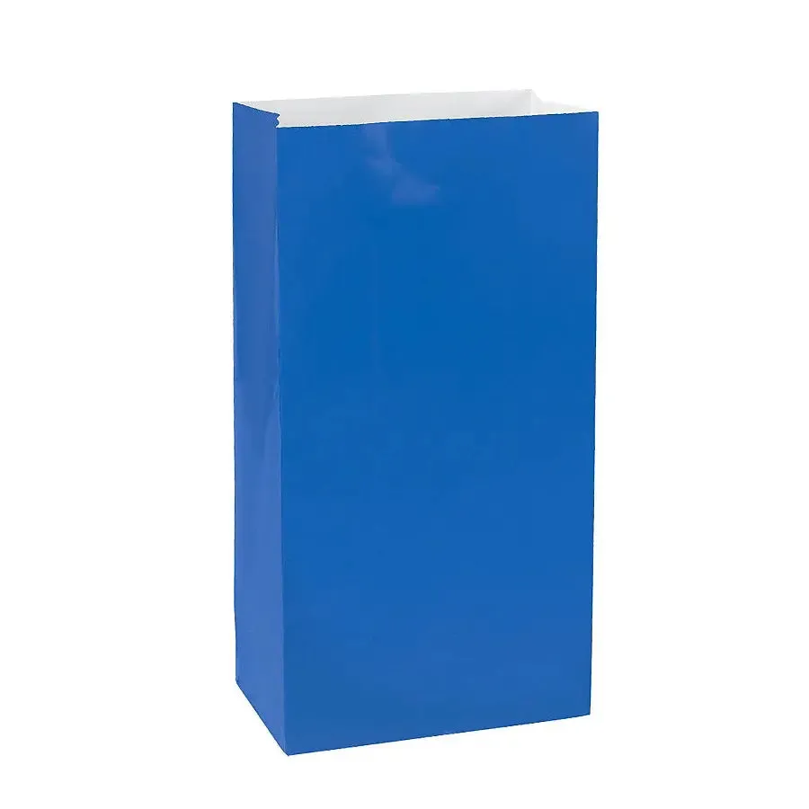 Bright Royal Blue Party Bags 13cm x 25cm - 12 Pkt