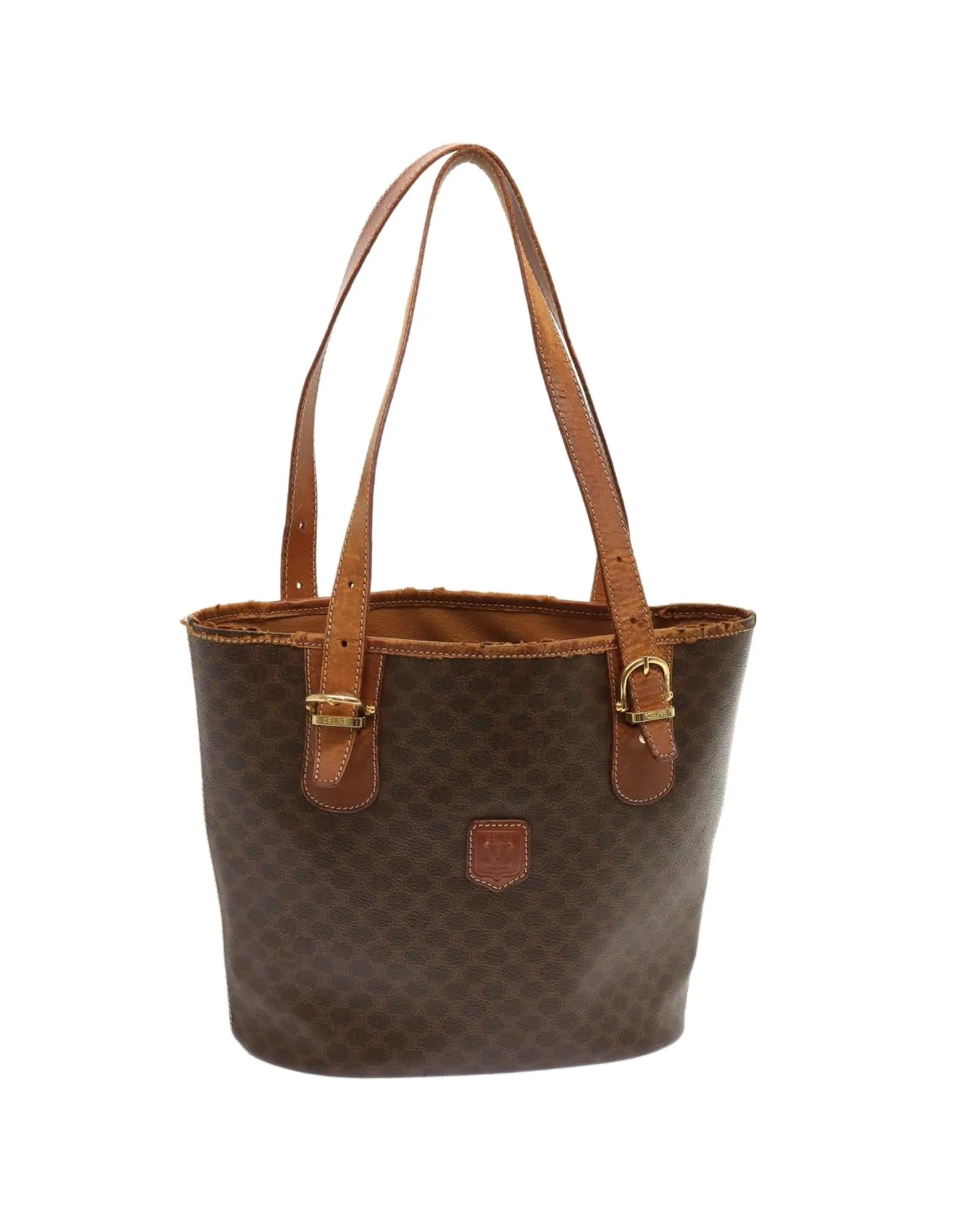 Brown Macadam Canvas Tote Bag - Authentic CELINE