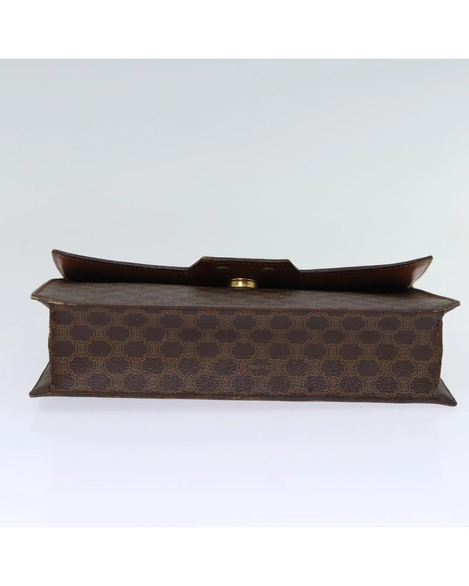 Brown PVC and Macadam Canvas Clutch Bag with Accessory - Italy-Made