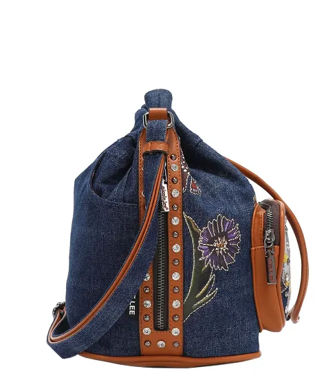 BUTTER-FLOWER DENIM BUCKET BAG