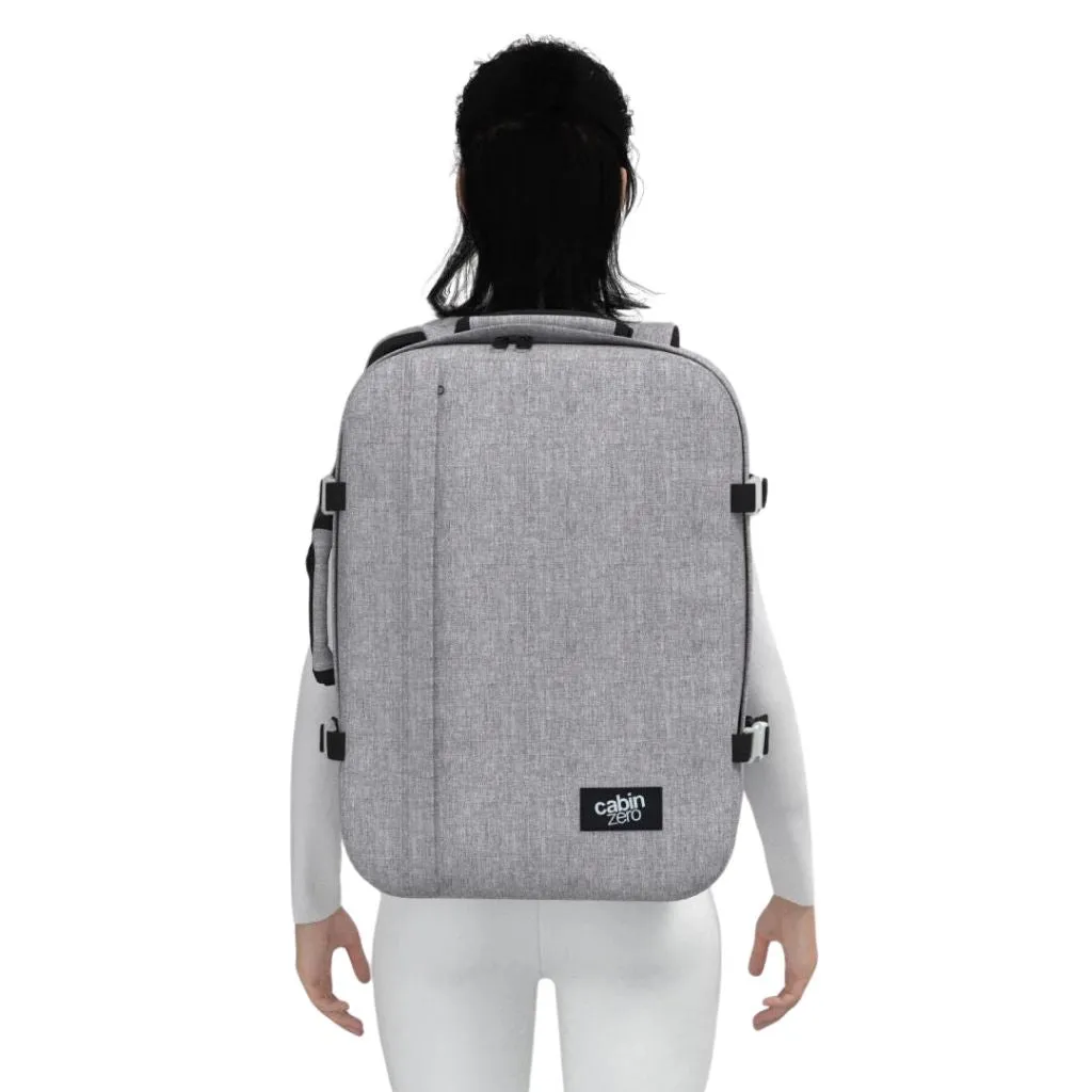 CabinZero Classic 44L Lightweight Carry On Backpack - Ice Grey