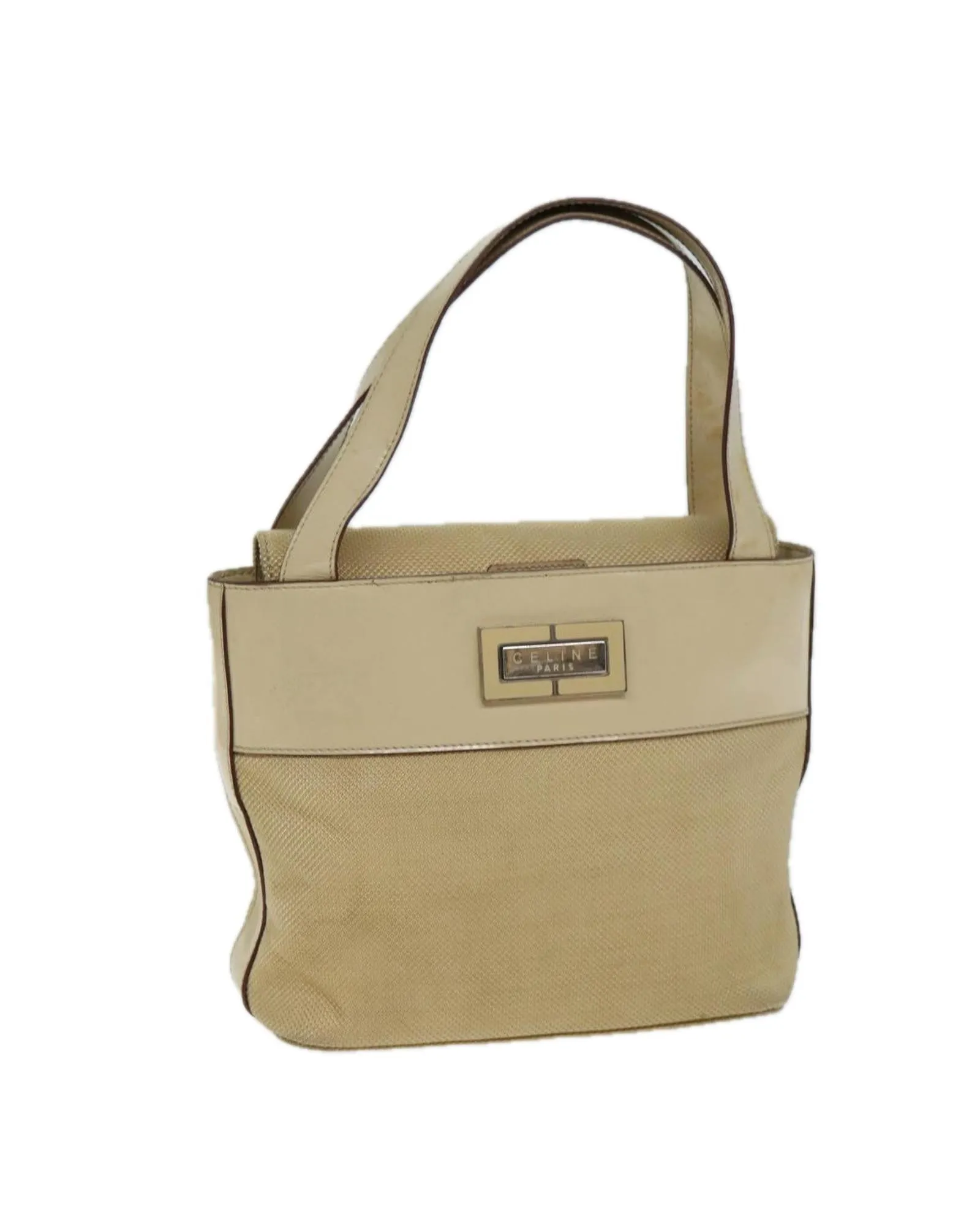 Canvas Hand Bag with Top Handle and Vintage Detailing