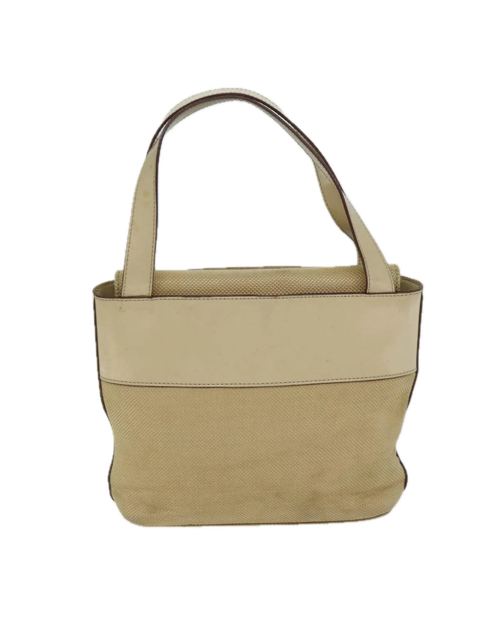 Canvas Hand Bag with Top Handle and Vintage Detailing