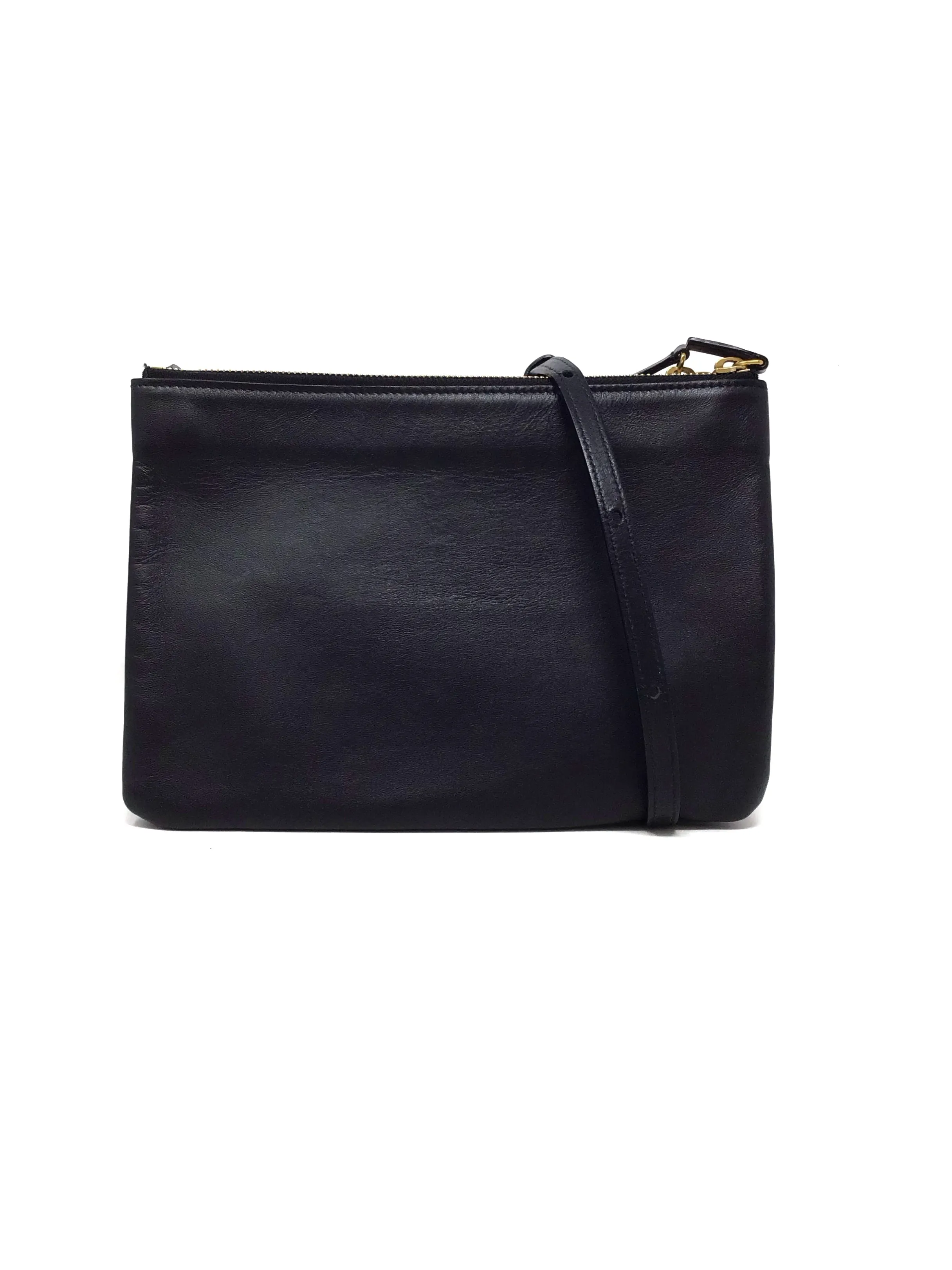 Celine Black 'Trio' Small Lambskin Crossbody