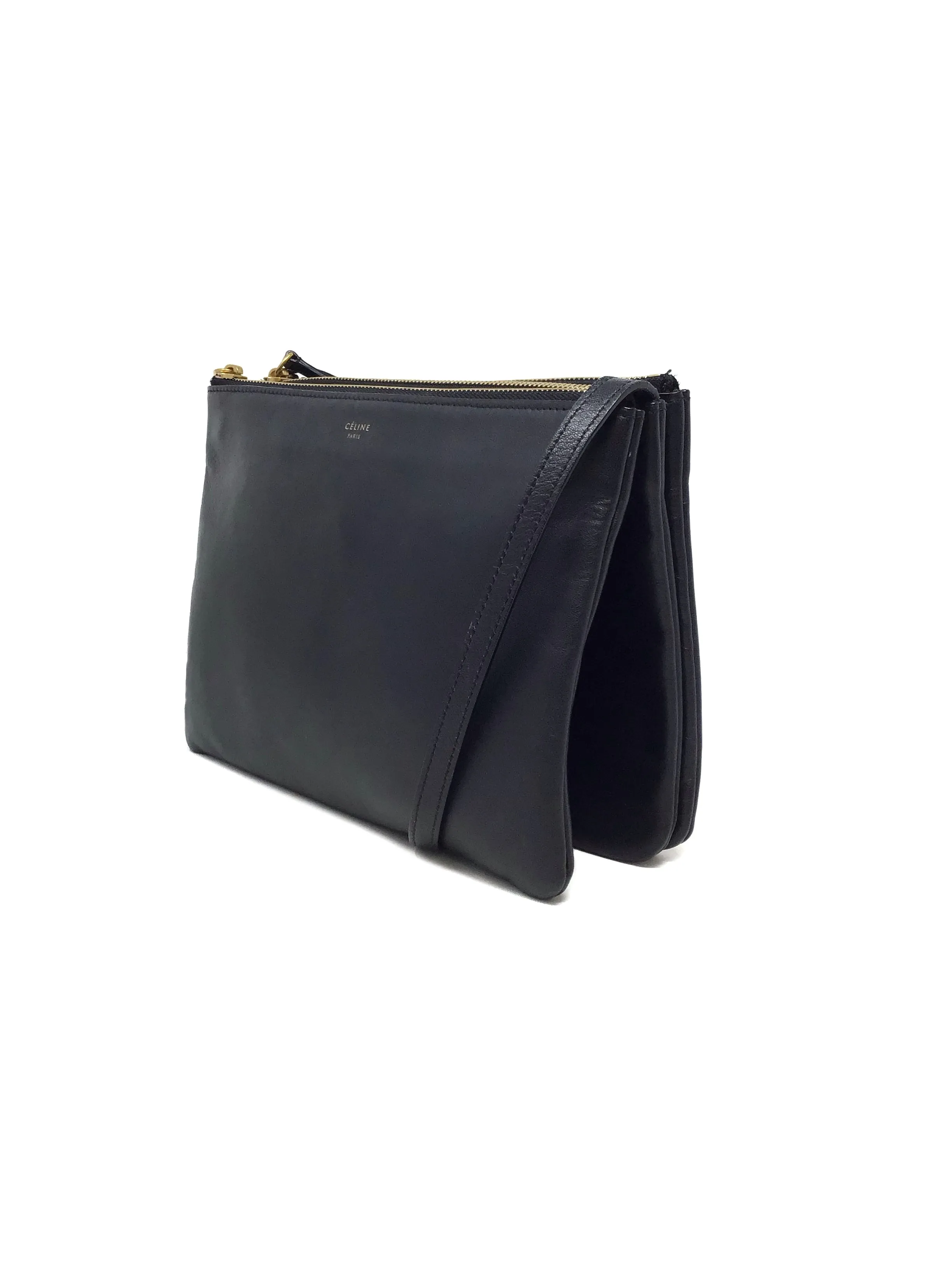 Celine Black 'Trio' Small Lambskin Crossbody