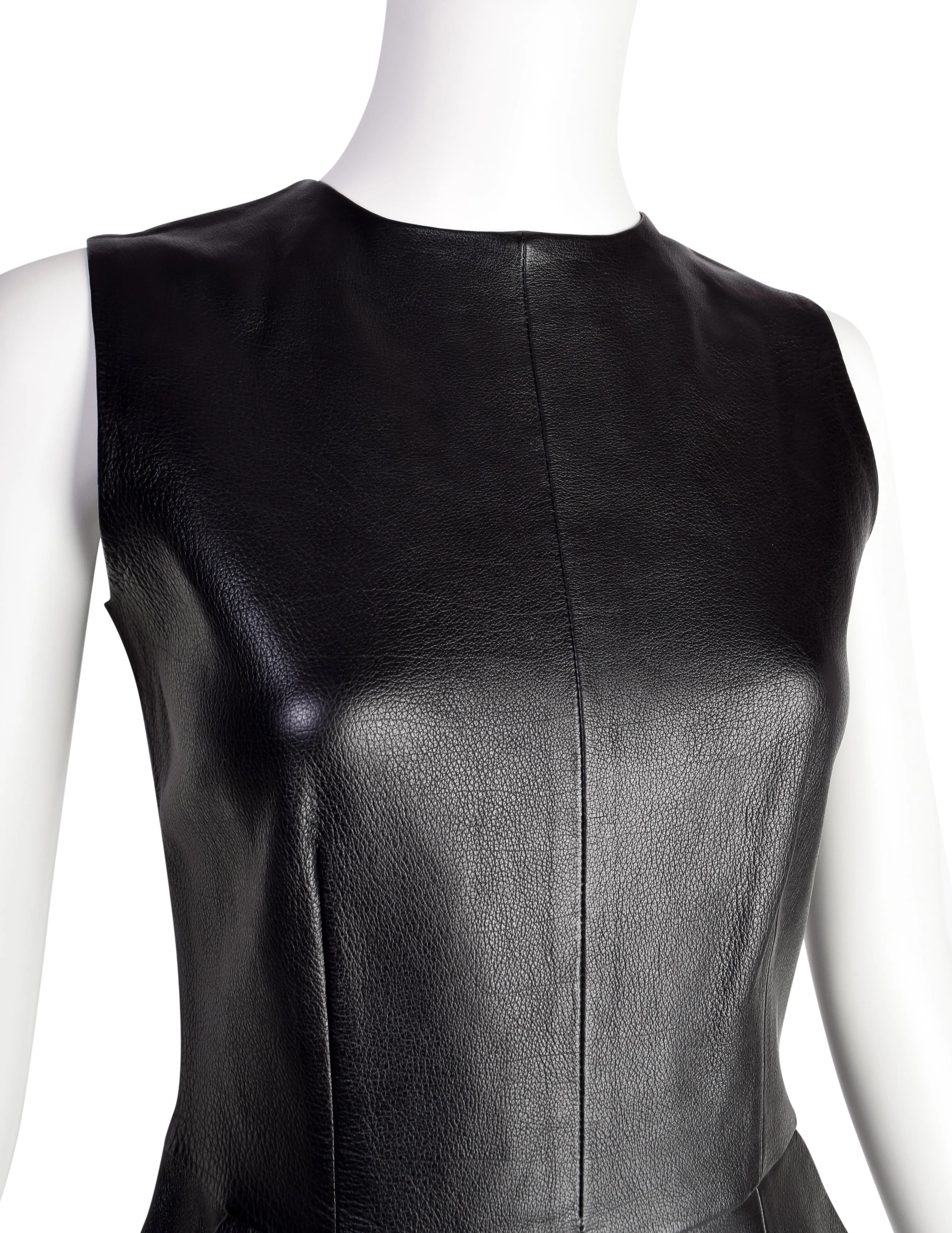 Celine by Phoebe Philo Pre-Fall 2011 Black Buffalo Leather Shift Dress