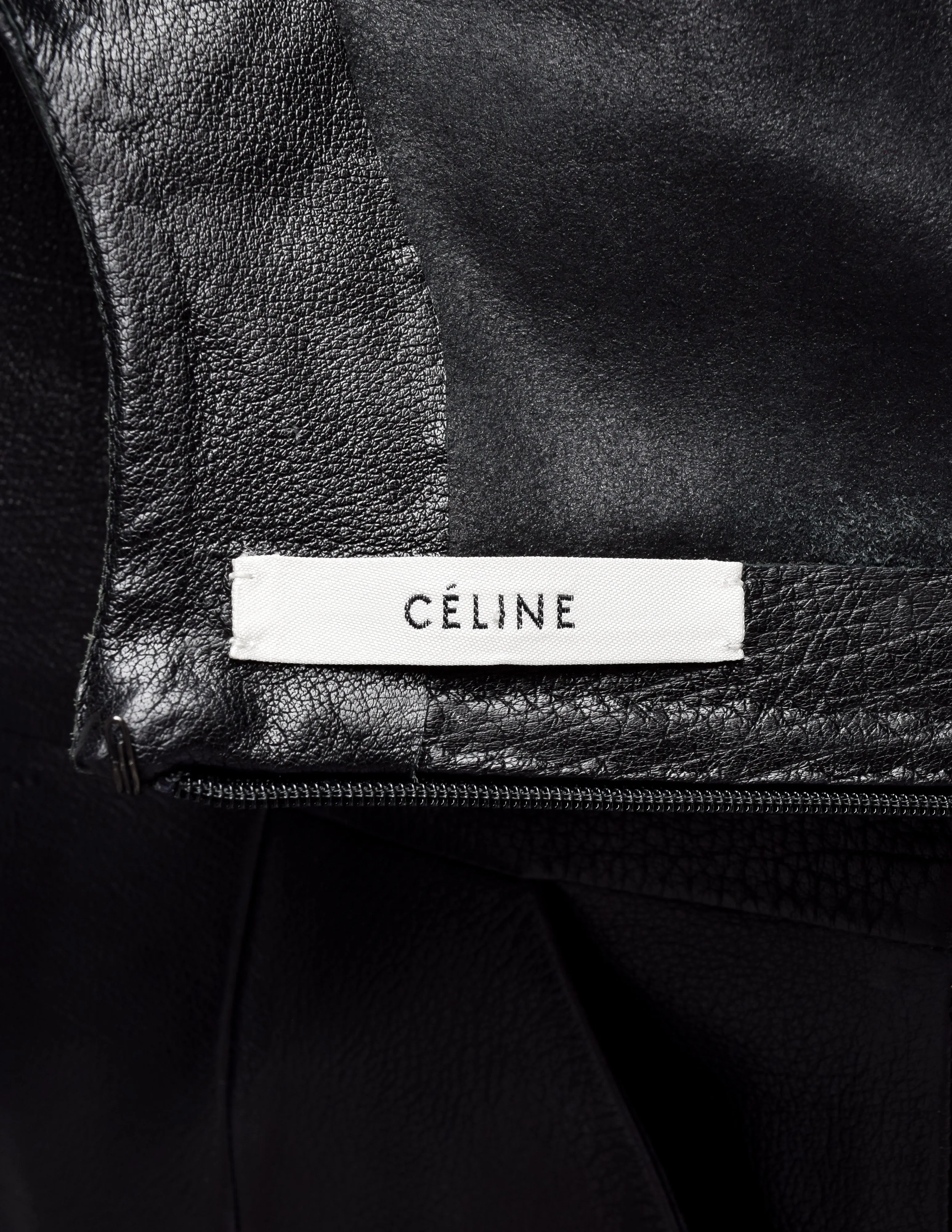 Celine by Phoebe Philo Pre-Fall 2011 Black Buffalo Leather Shift Dress