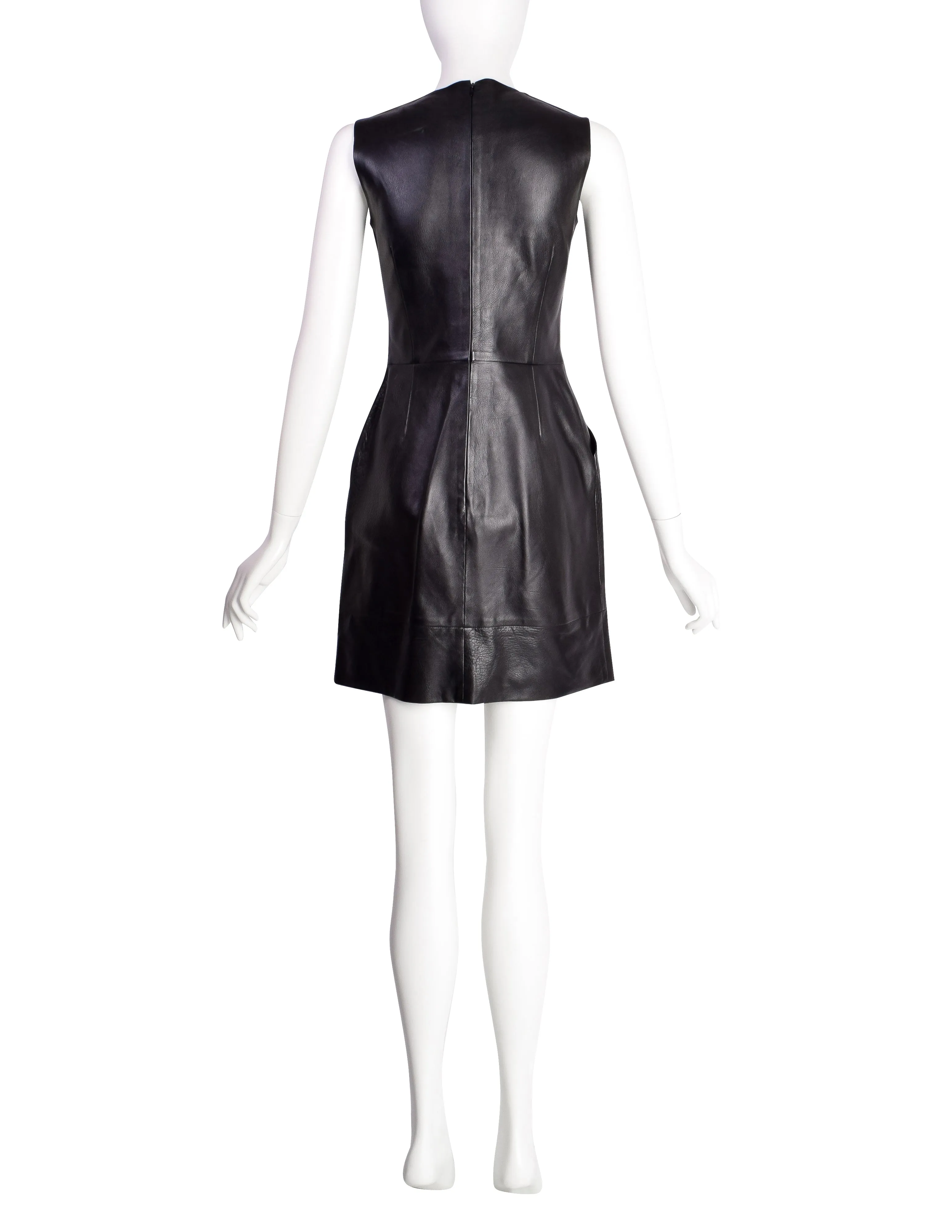 Celine by Phoebe Philo Pre-Fall 2011 Black Buffalo Leather Shift Dress