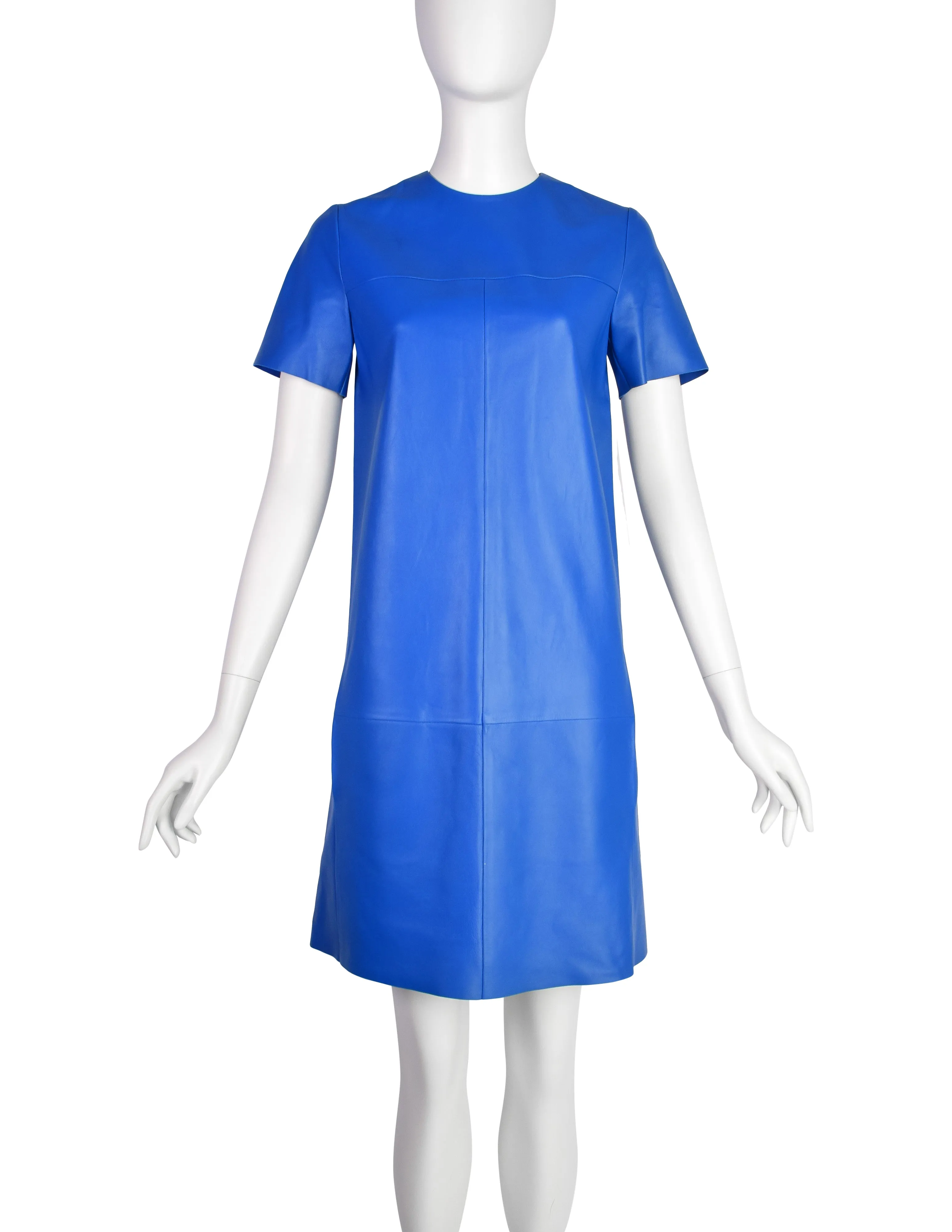 Celine by Phoebe Philo Pre-Fall 2012 Cobalt Blue Lambskin Leather Shift Dress