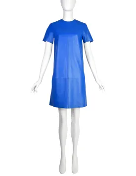 Celine by Phoebe Philo Pre-Fall 2012 Cobalt Blue Lambskin Leather Shift Dress