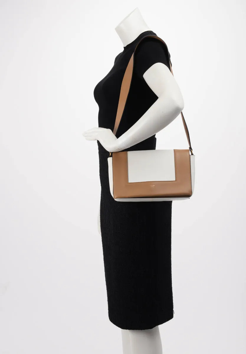 Celine Camel Brown & White Calfskin Medium Frame Bag