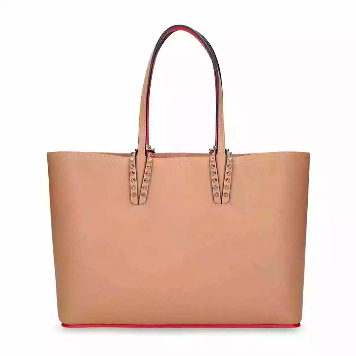 Christian Louboutin Cabata Large Nude Leather Spikes Tote Bag