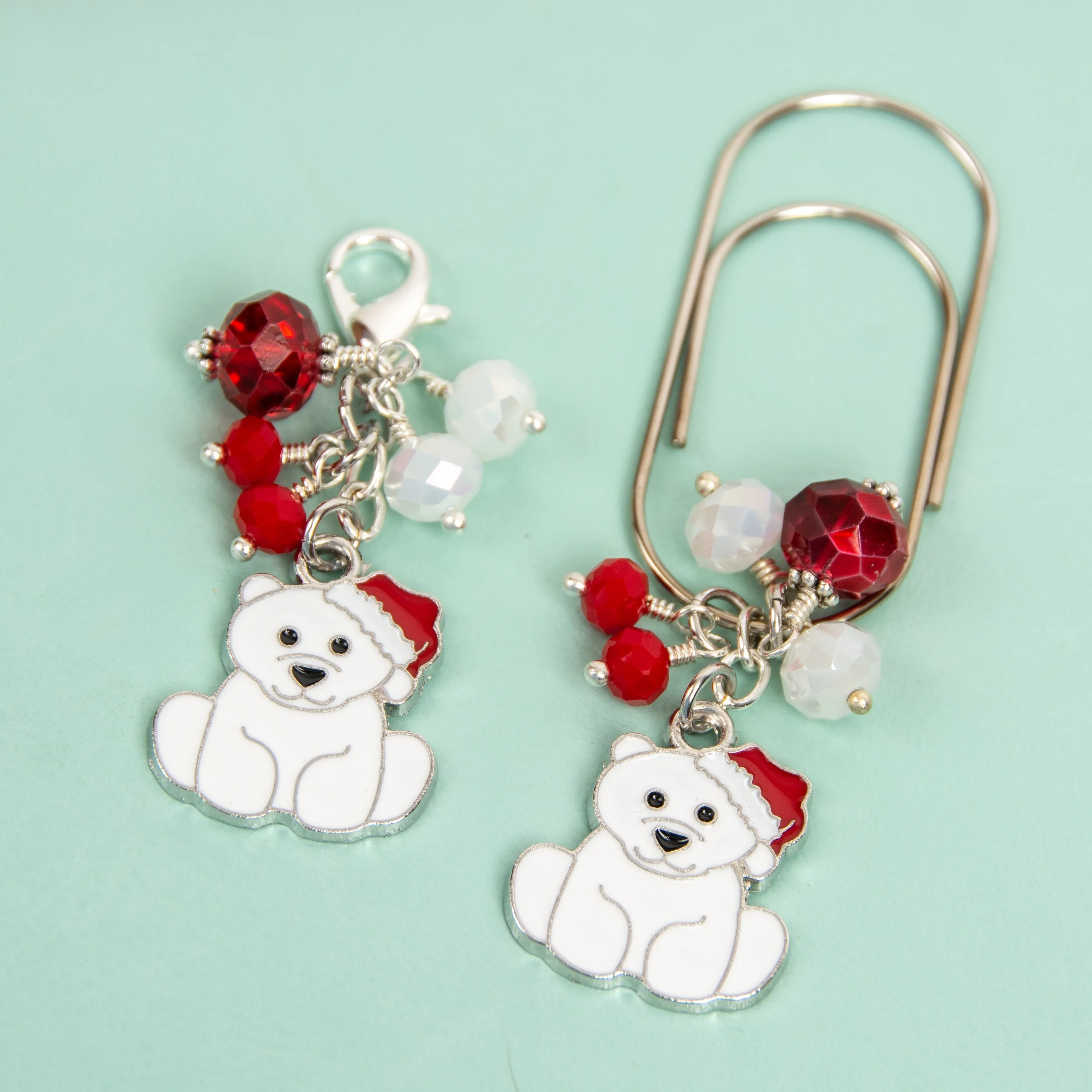 Christmas Polar Bear Dangle Clip or Charm