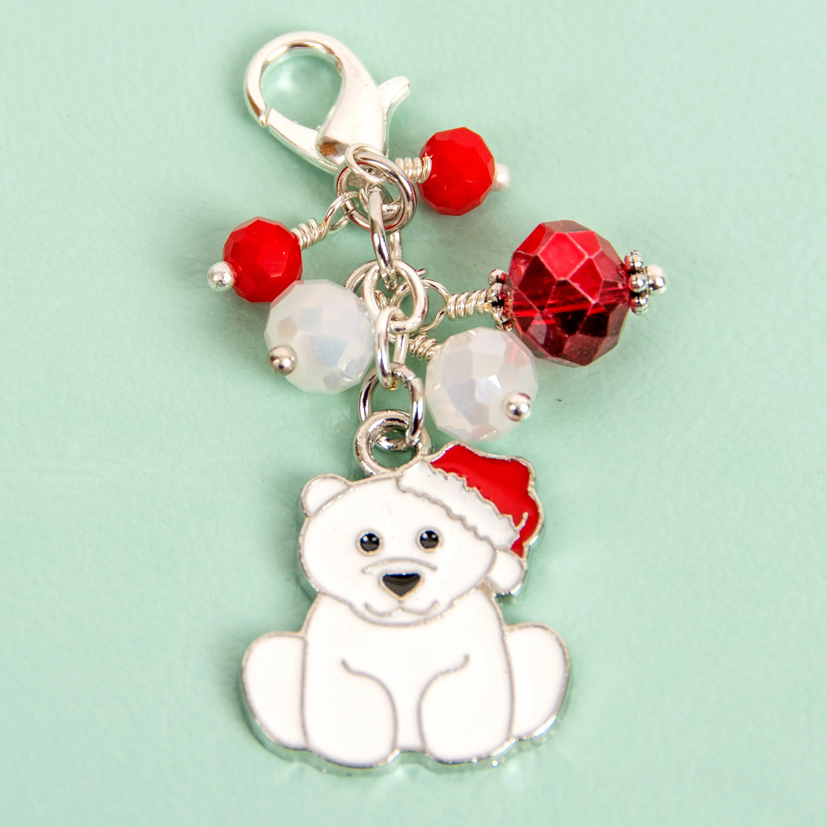 Christmas Polar Bear Dangle Clip or Charm