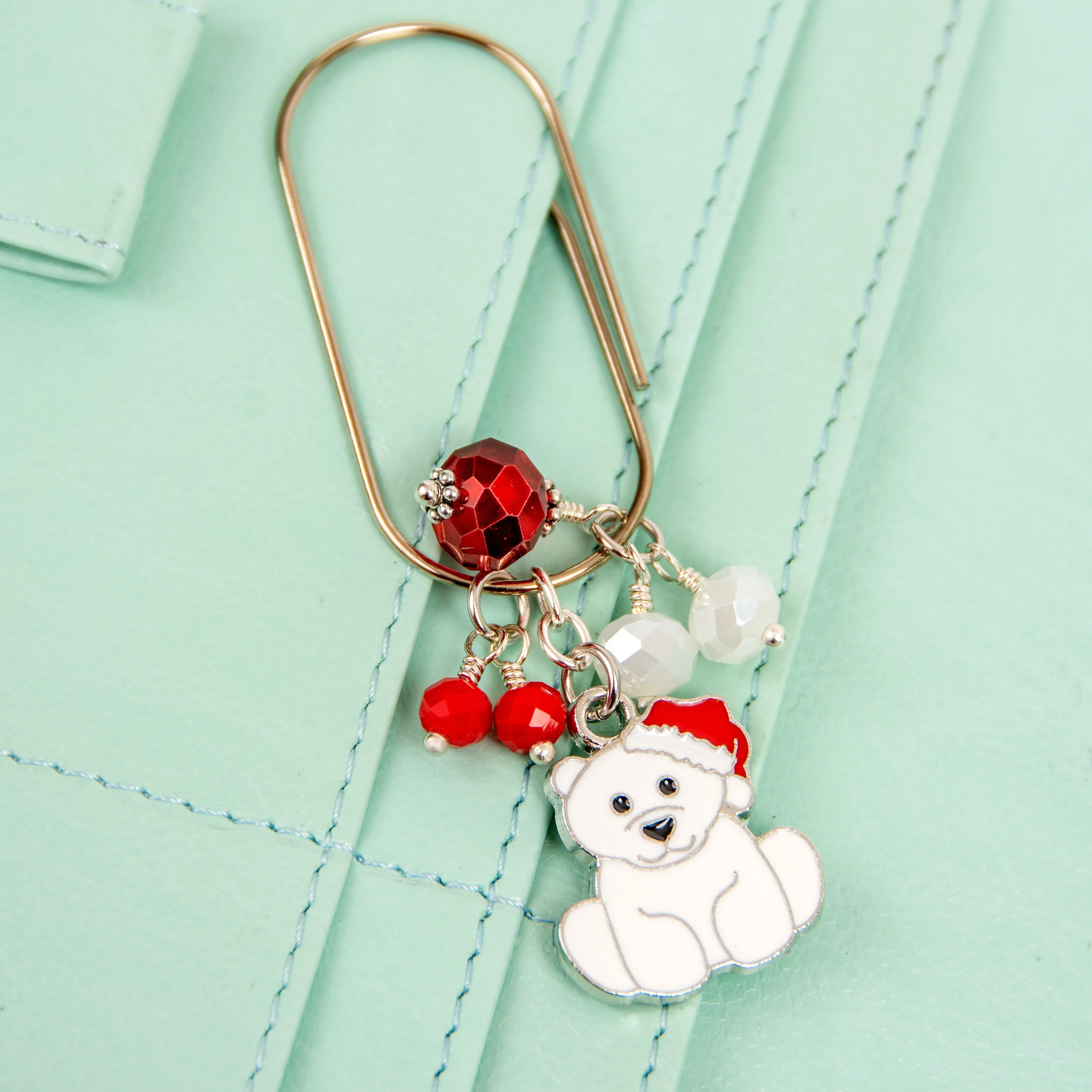 Christmas Polar Bear Dangle Clip or Charm