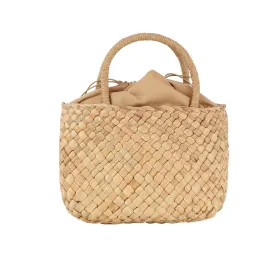 Drawstring straw basket bag