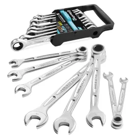 DURATECH DT402053 RATCHET 90-TOOTH COMBINATION WRENCH METRIC CRV SET  (8,10,12,13,14,15,17,19mm) 8PC