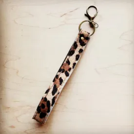 Embossed Leather Key Chain Strap Leopard