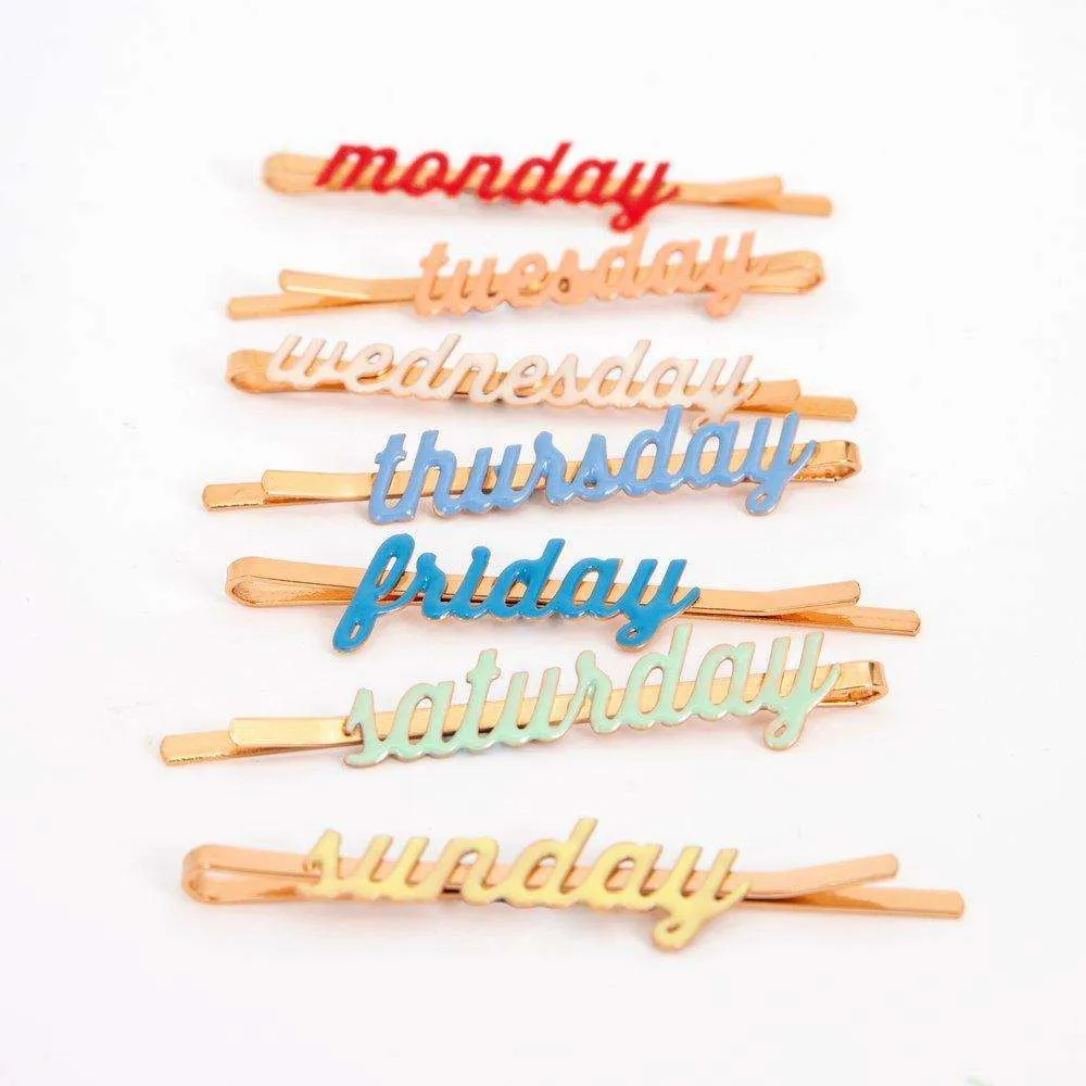 Enamel Week Day Hair Slides