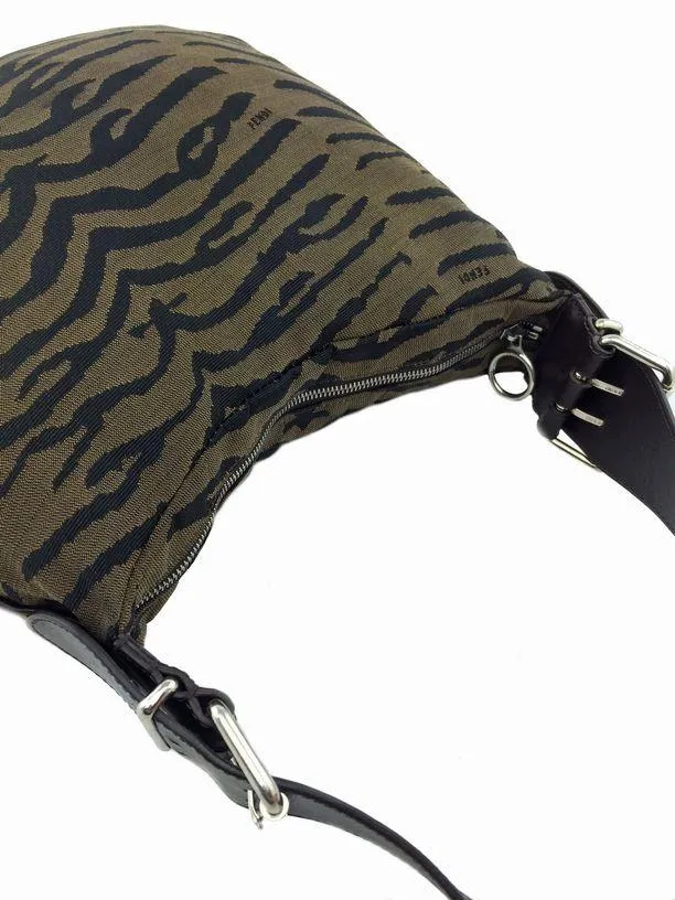 Fendi Animal Print Canvas Medium Shoulder Bag